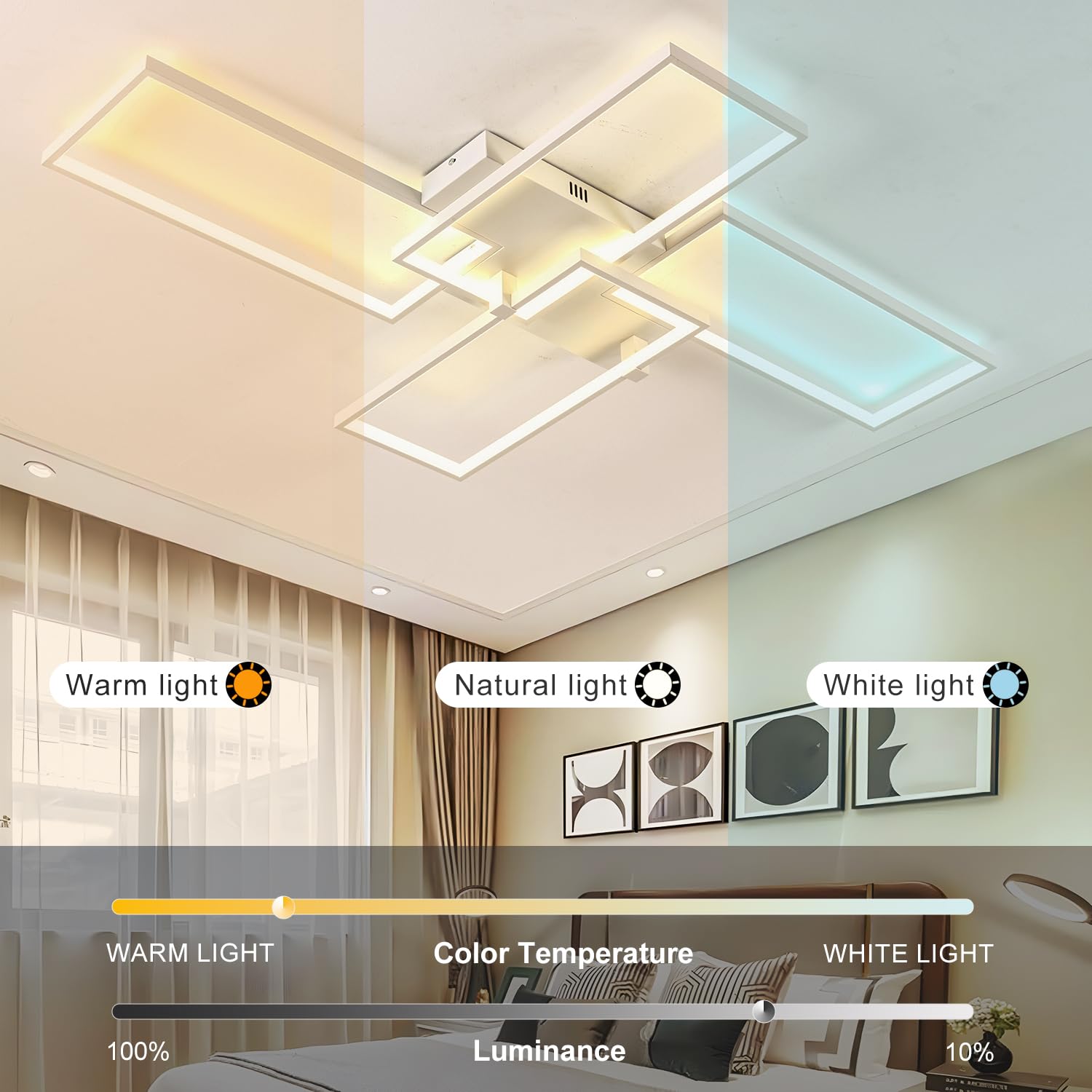 Guang Shuo LED Ceiling Light - Dimmable Modern LED Light Fixture with Remote Control for Living Room, Bedroom & Dining Room | Energy-Efficient Home Lighting Solution for Indoor Spaces