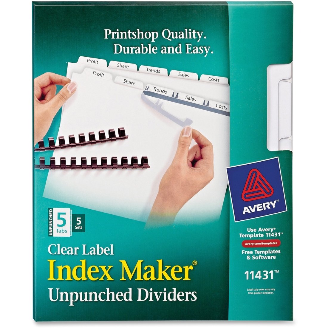 Avery Clear Label 5-Tab Index Maker Dividers - Durable Plastic Tabs for Office, School & Home Organization - Perfect for Binders, Files & Notebooks