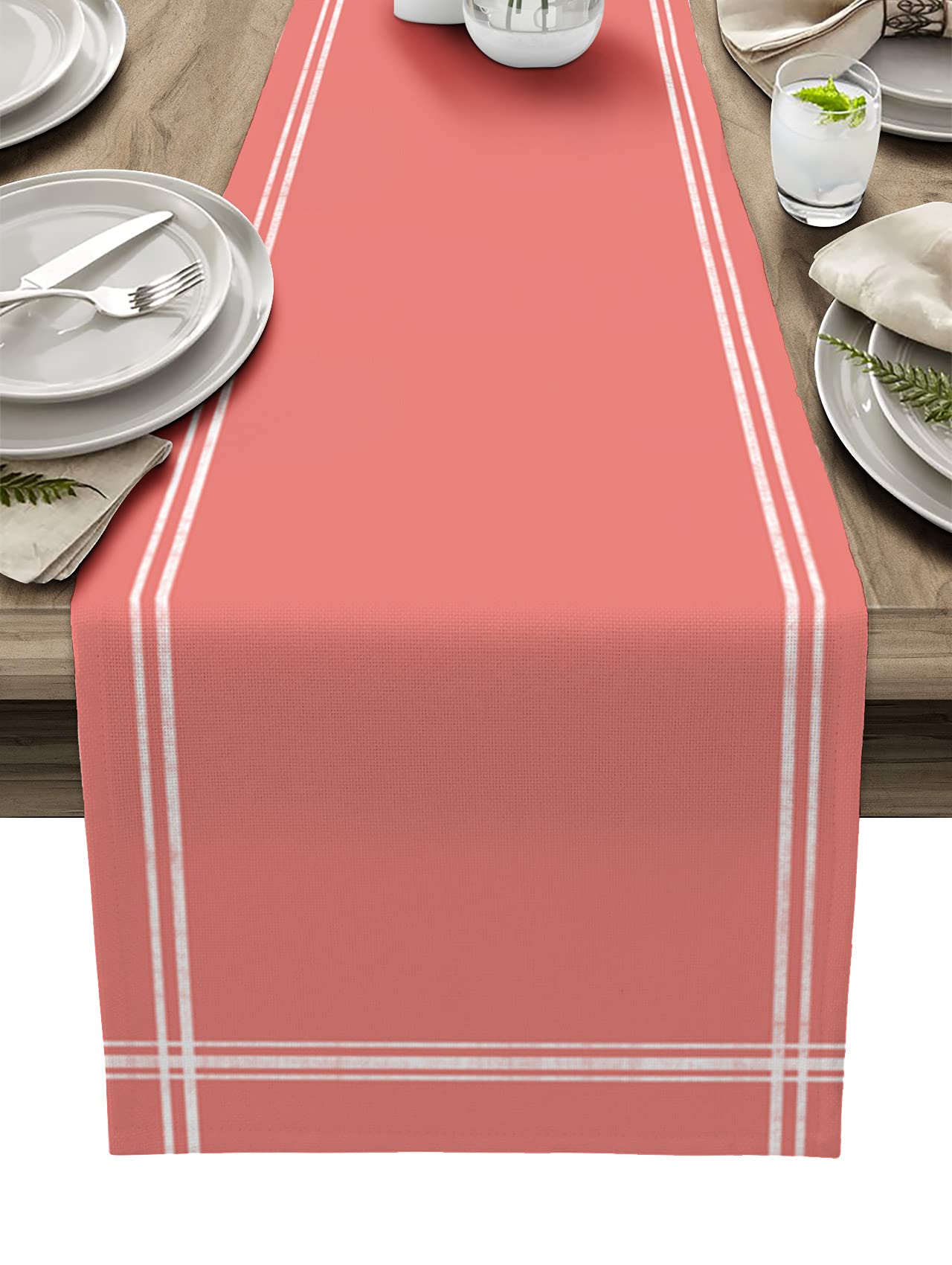 36 Inch Long Solid Coral Red Table Runner for Kitchen & Dining Room - 13x36 Inch Decorative Table Cover for Parties, Home Decor & Holiday Celebrations