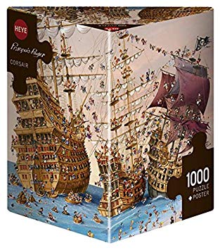 Heye 1000 Piece Triangle Shaped Jigsaw Puzzle - Corsair Pirate Ship Adventure - Fun Family Game Night & Relaxing Brain Teaser for Adults