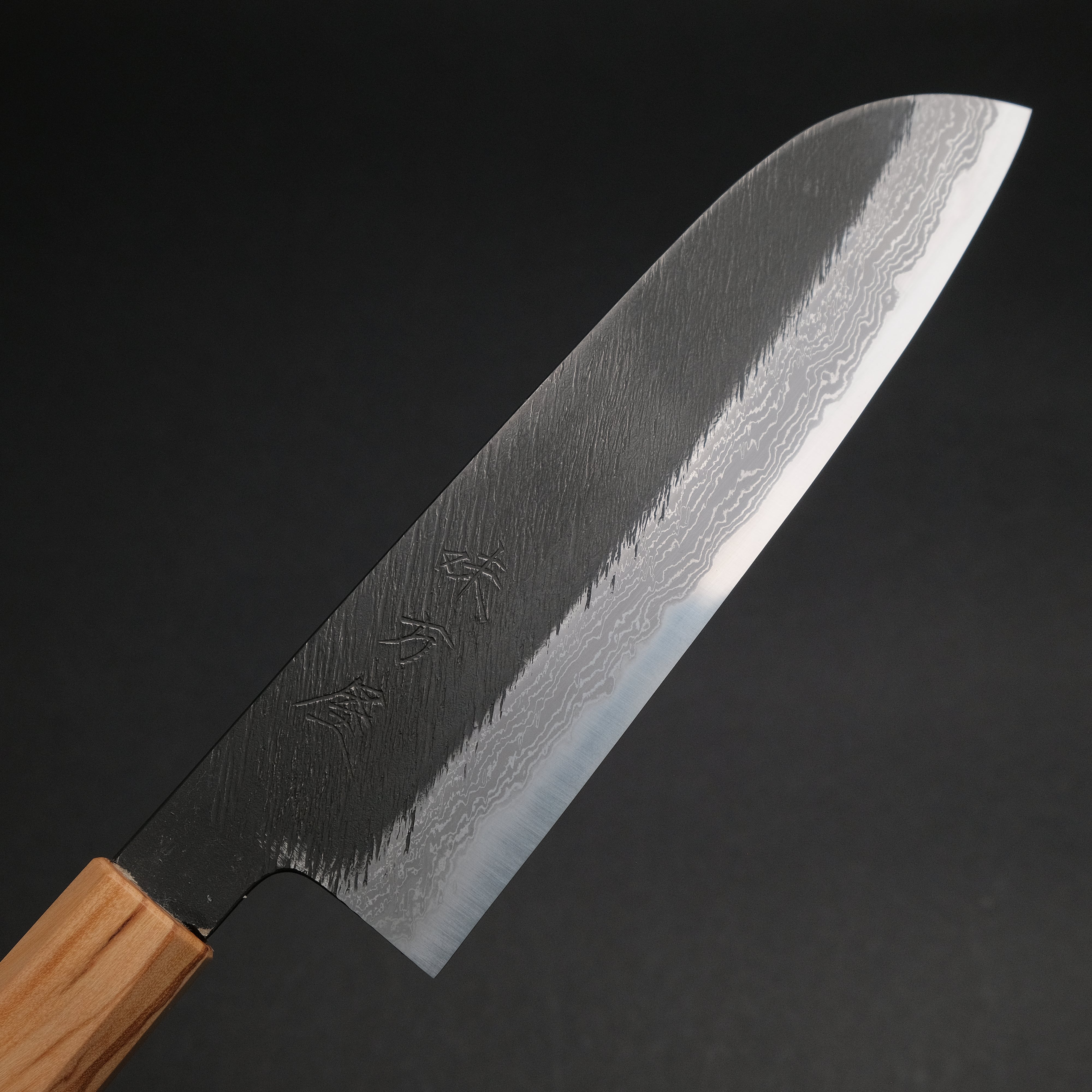 Premium Ajikataya White #2 Matsuba Damascus Santoku Knife 180mm - Olive Wood & Resin Handle (#19) - Japanese Kitchen Knife for Professional Chefs & Home Cooking - Perfect for Slicing, Dicing & Chopping Vegetables, Meat & Fish
