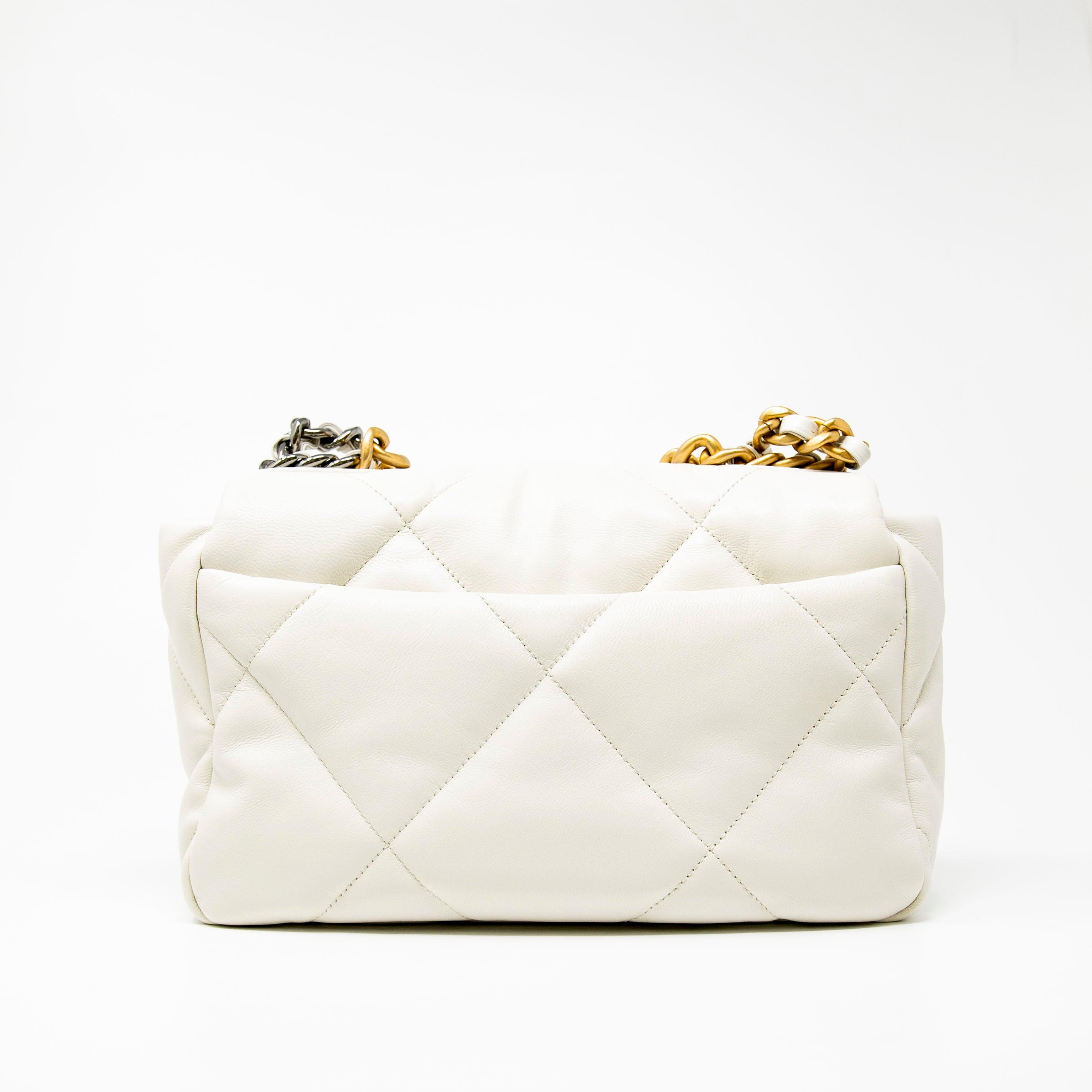 Chanel White Small 19 Flap Bag - Luxury Designer Handbag for Women | Perfect for Everyday Use, Parties & Special Occasions
