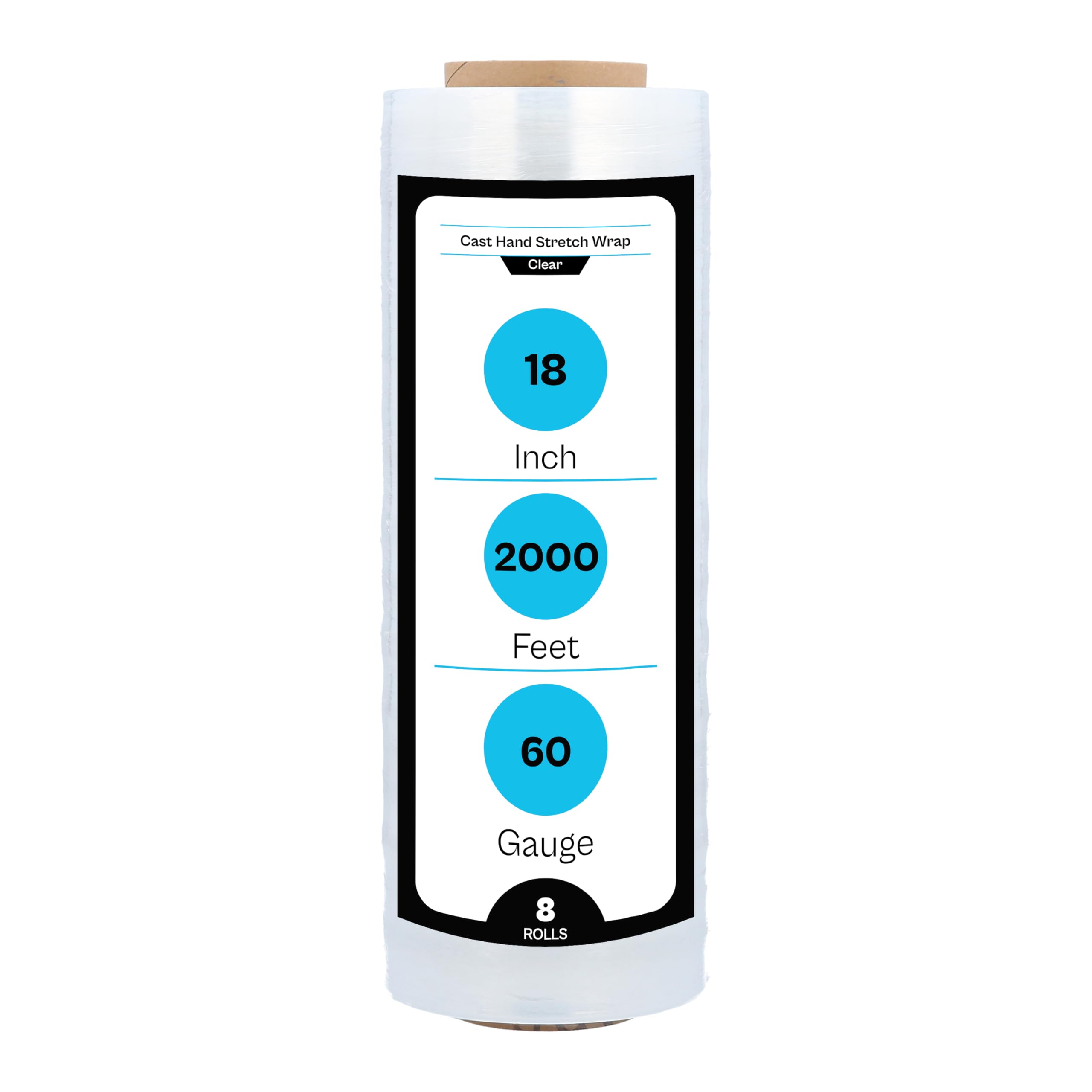 MMBM Clear Stretch Wrap for Packing - 8 Pack, 18 Inch x 2000 Feet, Heavy Duty Pallet Wrap for Moving & Shipping, Hand Stretch Film for Securing Boxes & Furniture - Ideal for Home Moves, Warehouse Storage & Logistics