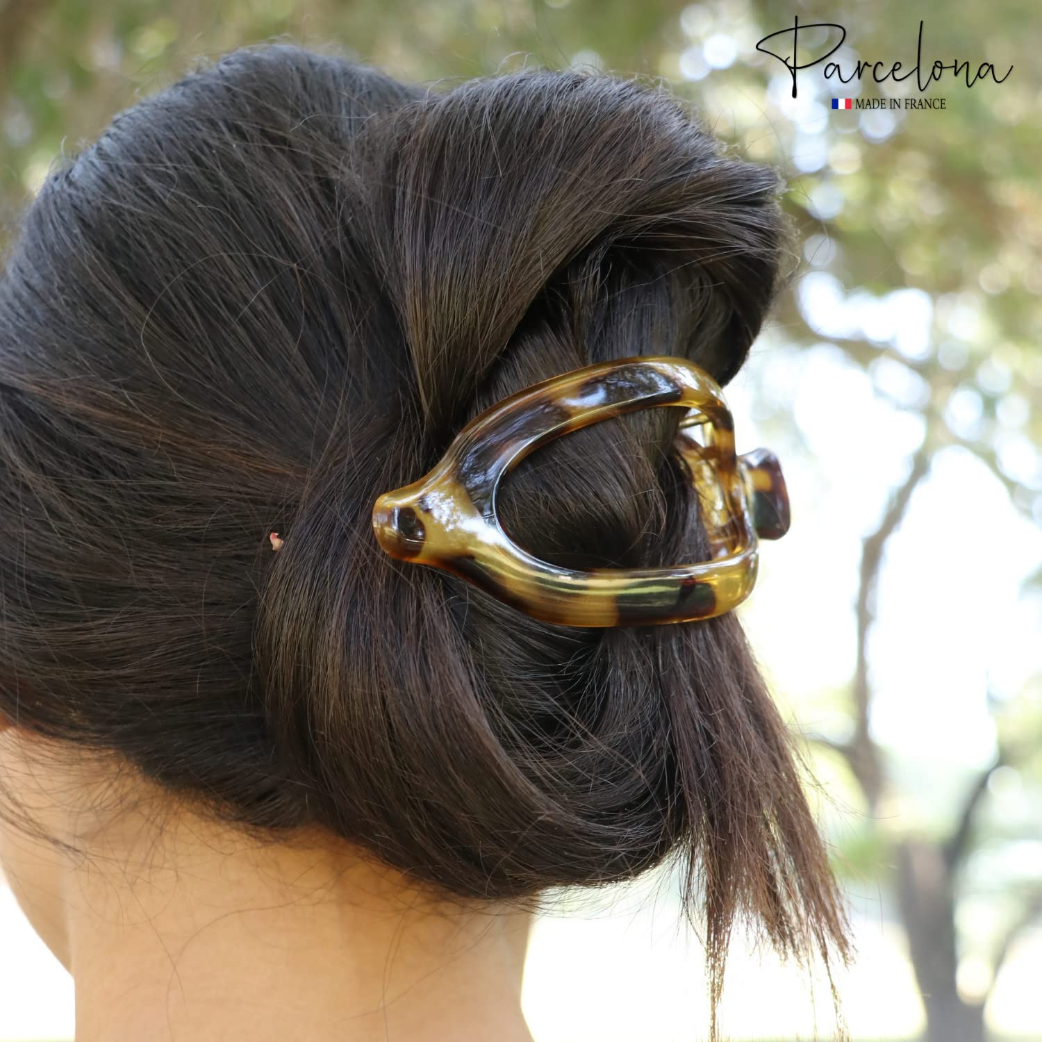 Parcelona France Wide Beak Celluloid Hair Claw Clip - Light Tortoise Shell Design for Women's Hairstyles | Perfect for Updos, Ponytails & Everyday Hair Accessories