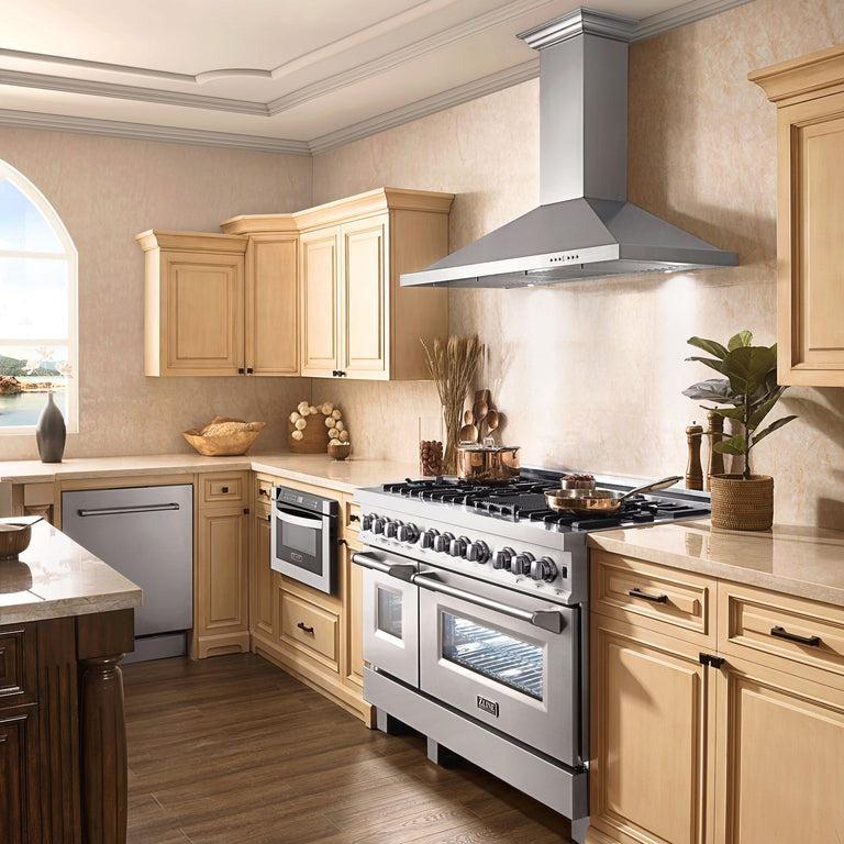 ZLINE 48-Inch Stainless Steel Kitchen Package - Dual Fuel Range, Range Hood, Microwave Drawer & Dishwasher (4KP RARH48 MWDW) | Premium Appliance Bundle for Modern Kitchens & Home Renovations