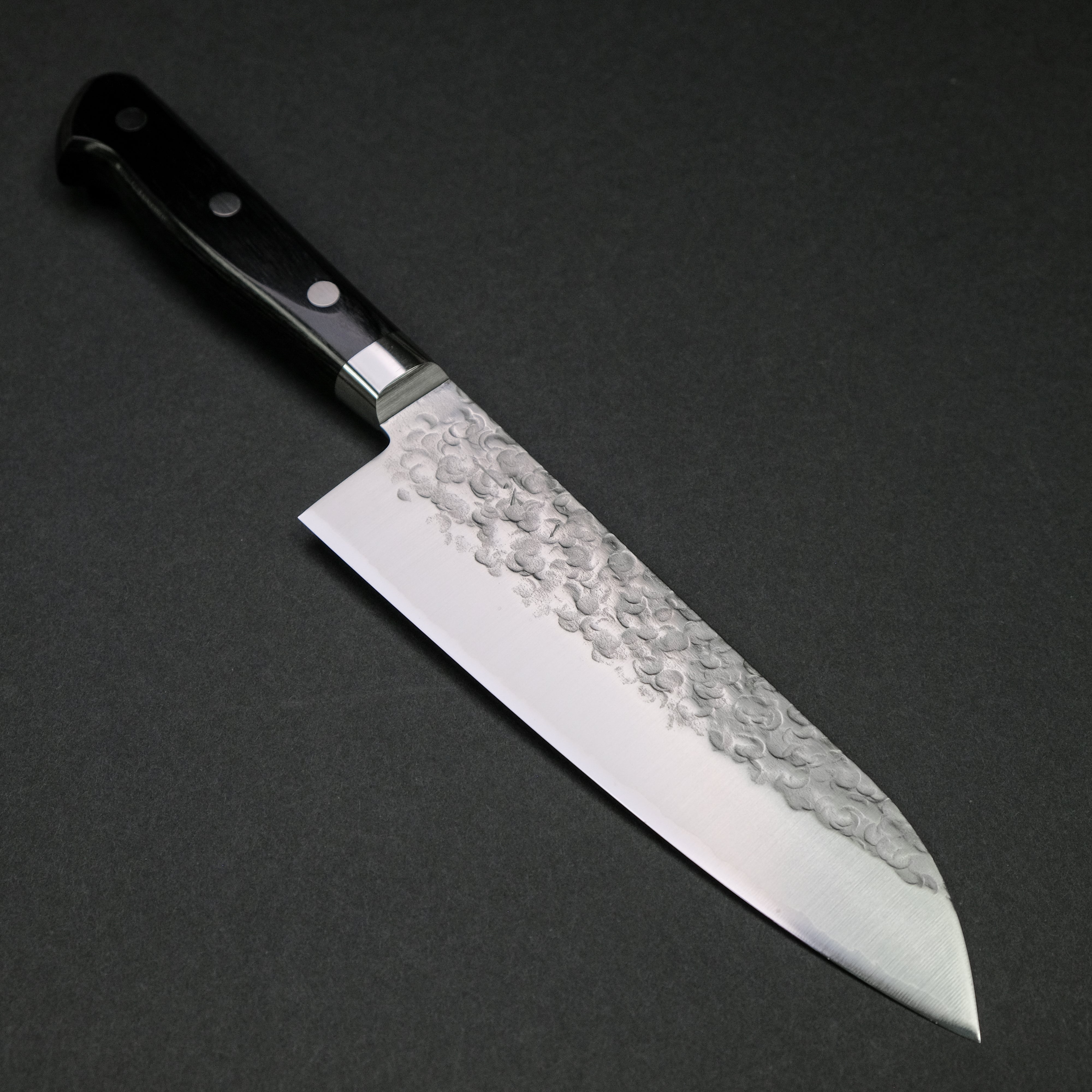 Hitohira T10 Tsuchime Santoku Knife 165mm - High Carbon Steel Japanese Chef Knife with Pakkawood Handle - Perfect for Slicing, Dicing & Chopping Vegetables, Meat & Fish