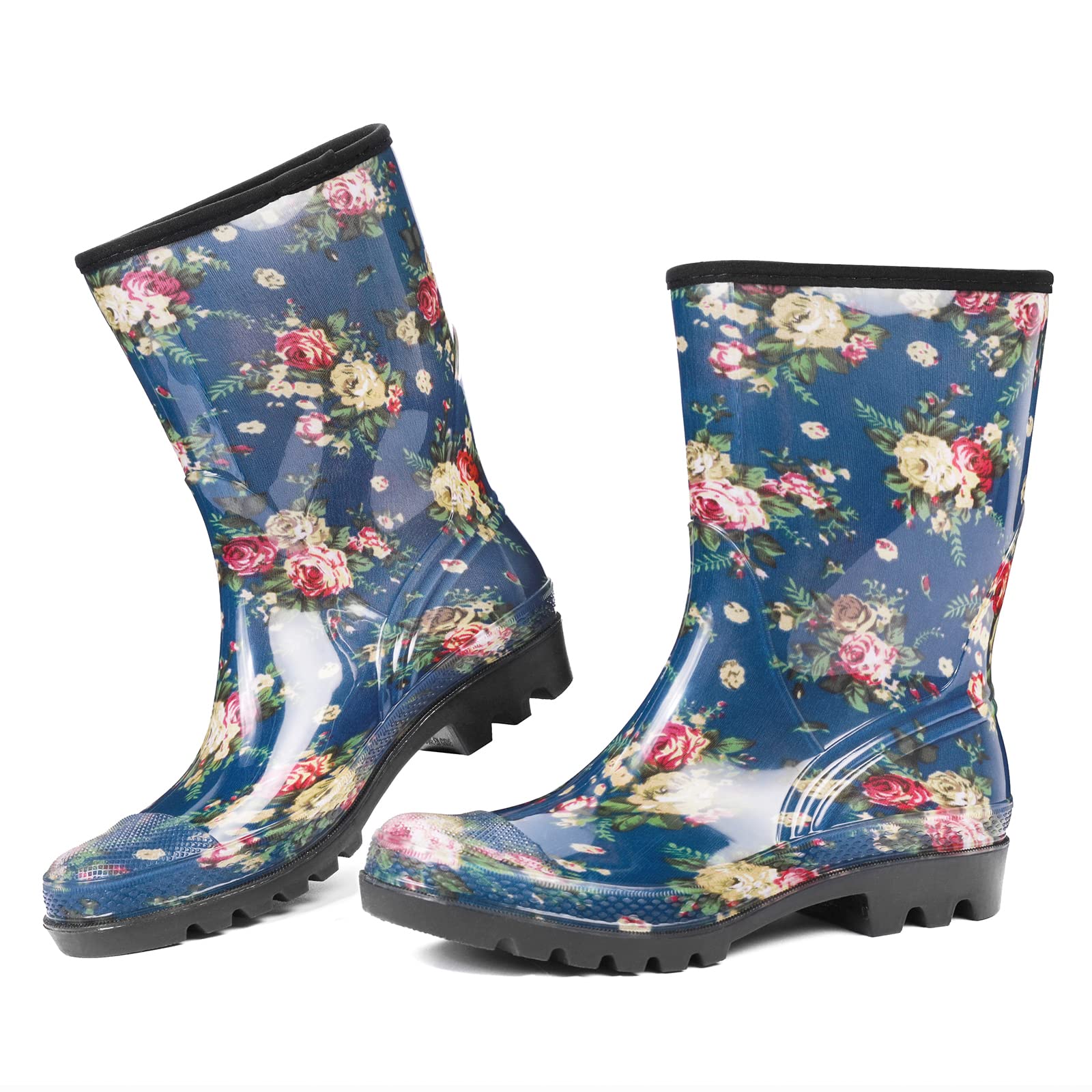 DKSUKO Women's Waterproof Rain Boots - Lightweight, Insulated for Outdoor & Gardening