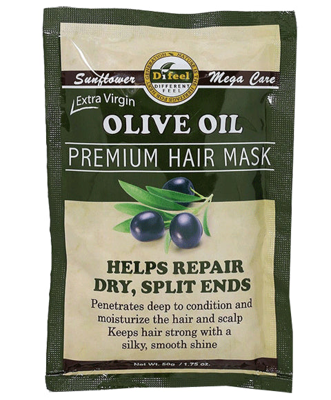 Difeel Premium Olive Oil Hair Mask - Deep Repair for Dry Hair & Split Ends - 50g - Ideal for Damaged & Frizzy Hair Care at Home or Salon