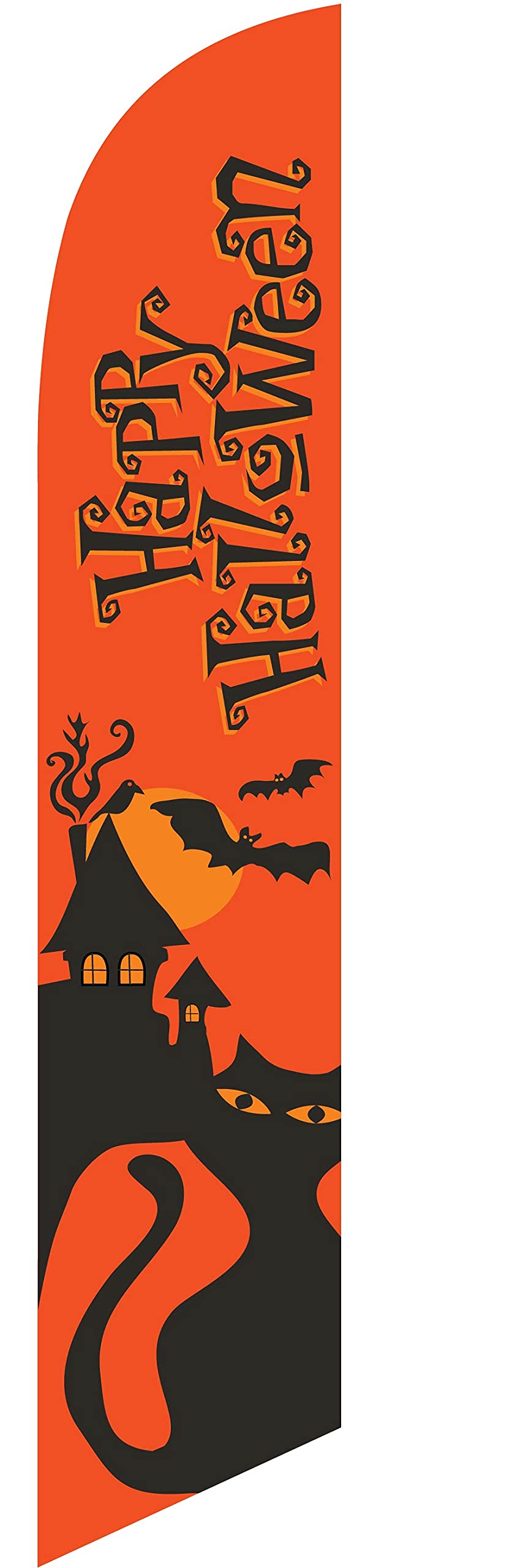 Halloween Orange & Black Pumpkin Feather Flags - Complete Decor Kit with 3 Flag Poles & Ground Spikes | Outdoor Yard, Party & Store Decoration for Spooky Season