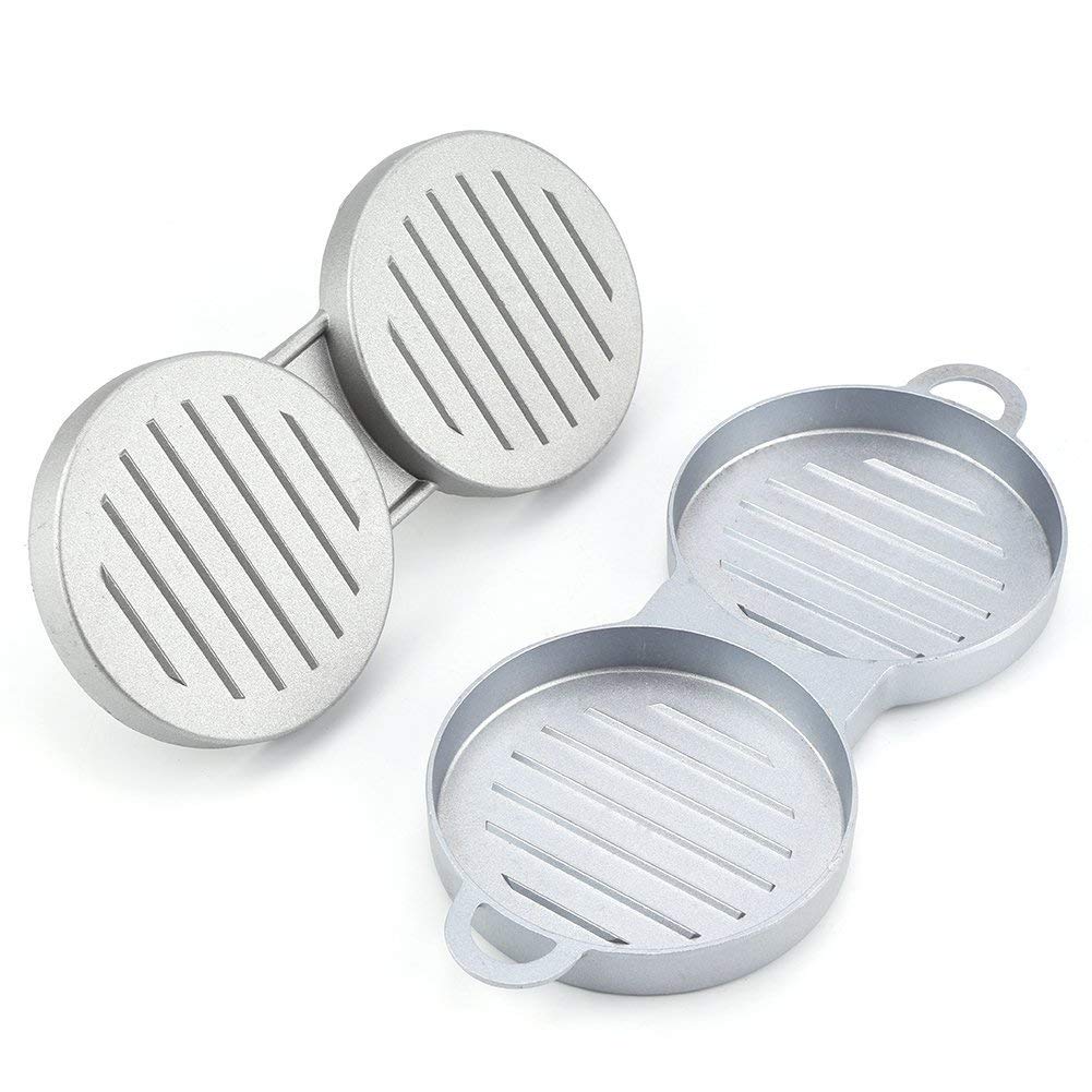Premium GION Double Hamburger Press - Heavy Duty Stainless Steel Patty Maker for Perfect Round Burgers - Includes 1pc Patty Mold for Grilling, BBQ & Home Cooking - Ideal for Backyard Cookouts, Restaurant Use & Meal Prep