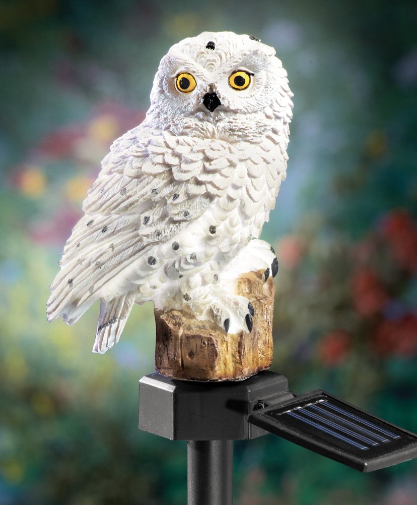 Solar-Powered White Owl Garden Stake Light - Outdoor Decorative LED Yard Ornament for Pathways, Lawns & Gardens