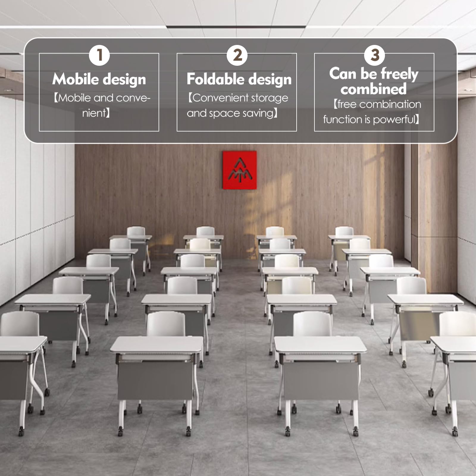 4-Pack Modern Folding Conference Tables with Lockable Wheels - Mobile Foldable Meeting Tables for Office, Classroom & Home Use - Perfect for Conference Rooms, Seminars & Media Centers