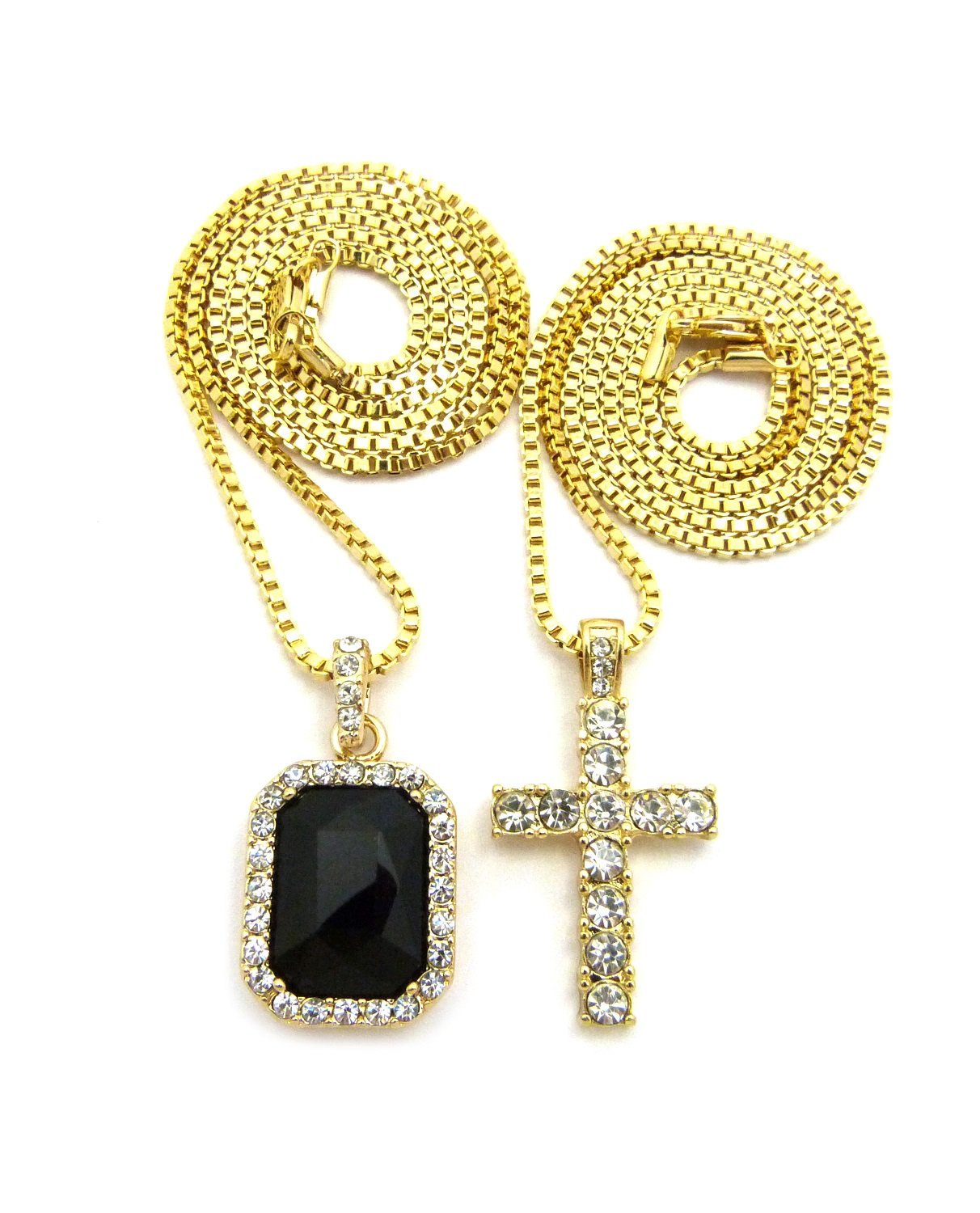 Iced Out Micro Cross Pendant with Color Gemstones - 24