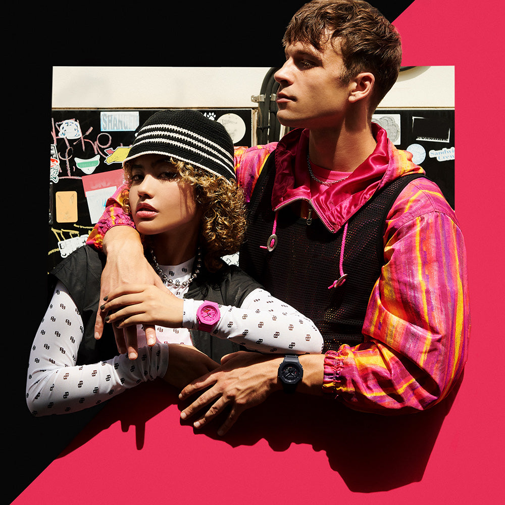 G Shock GA2100P-1A Blazing Pink 'CasiOak' Digital Analog Watch - Stylish & Durable for Outdoor, Sports & Everyday Wear