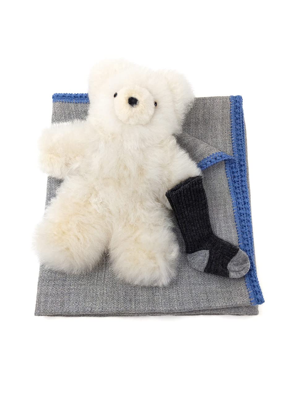 Soft Baby Alpaca Stroller Blankets for Boys & Girls - 34x36 Inch Cozy Gray/Blue Blanket - Perfect for Strollers, Car Seats & Nursery Comfort