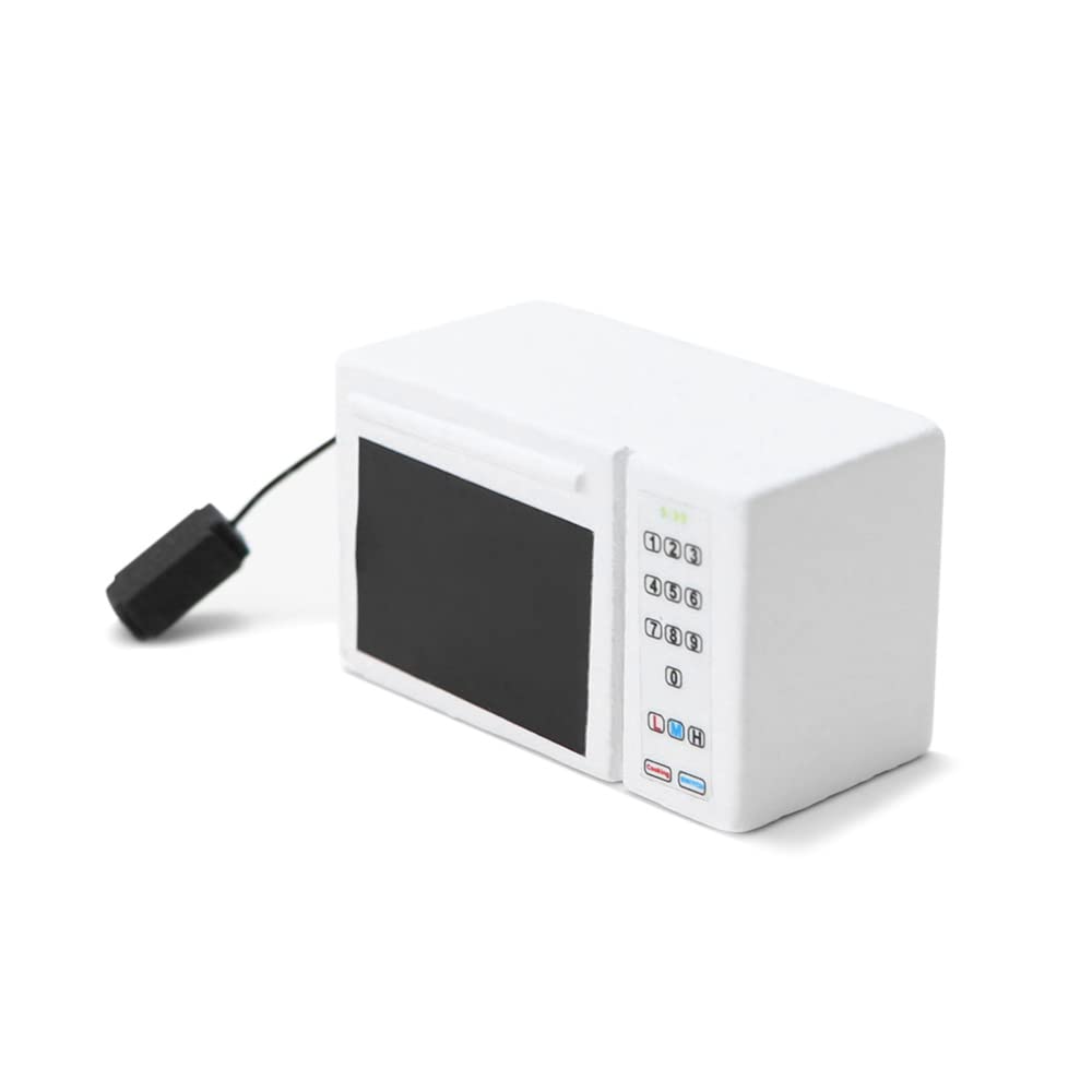 1:12 Scale Miniature Microwave Oven - High Simulation Dollhouse Kitchen Accessories, White & Black - Perfect for Dollhouse Decor, Miniature Kitchen Scenes, and Model House Displays