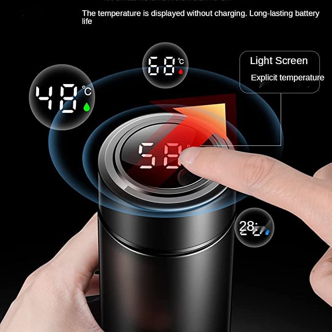 500ml Smart Temperature Water Bottle with LED Indicator - Hot & Cold Insulated Stainless Steel Bottle for Travel, Gym, Office, and Outdoor Activities