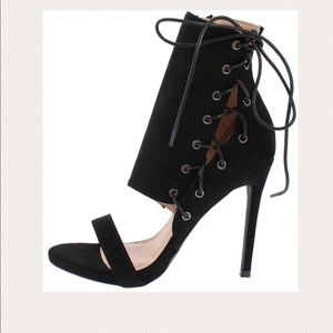 Elegant Black Suede Side Lace-Up Heels for Women | Comfortable High Heels for Party, Wedding & Evening Events | Fashionable Dress Shoes for Night Out