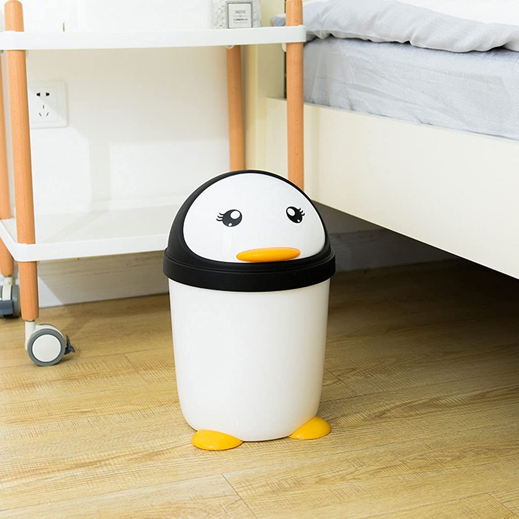 Cute Penguin Shaped Trash Can - 13 Gallon Large Capacity Indoor Garbage Bin for Kitchen, Bathroom, Living Room & Bedroom | Flip Top Lid, Odor Control, Space Saving Design | Perfect Home & Office Waste Storage Solution
