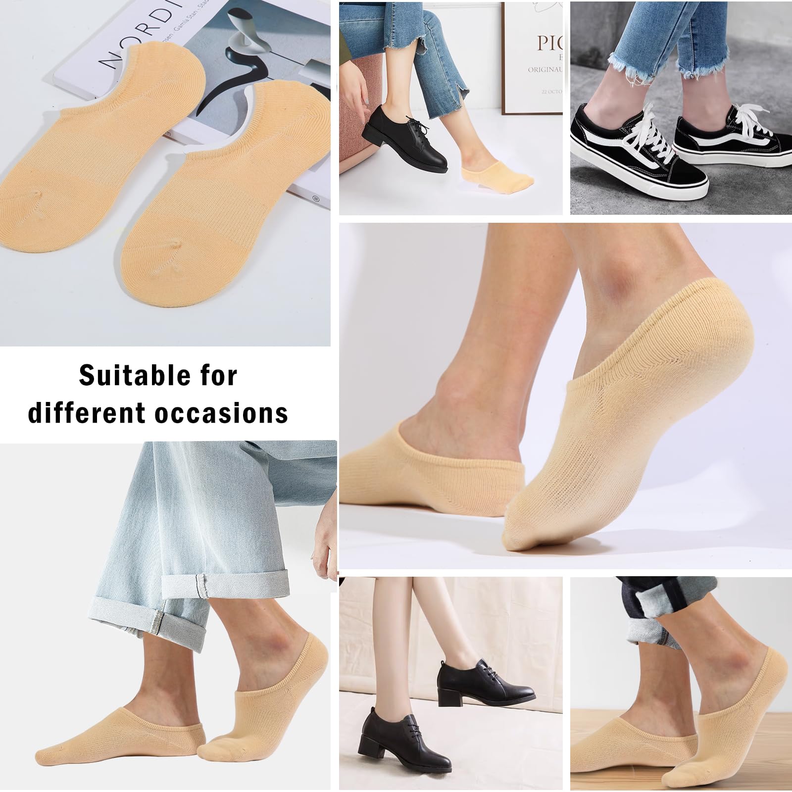 IDEGG No Show Socks for Women & Men - Low Cut Invisible Liner Socks with Anti-Slip Grip for Running, Athletic & Casual Wear - Perfect for Sneakers, Loafers and Boat Shoes