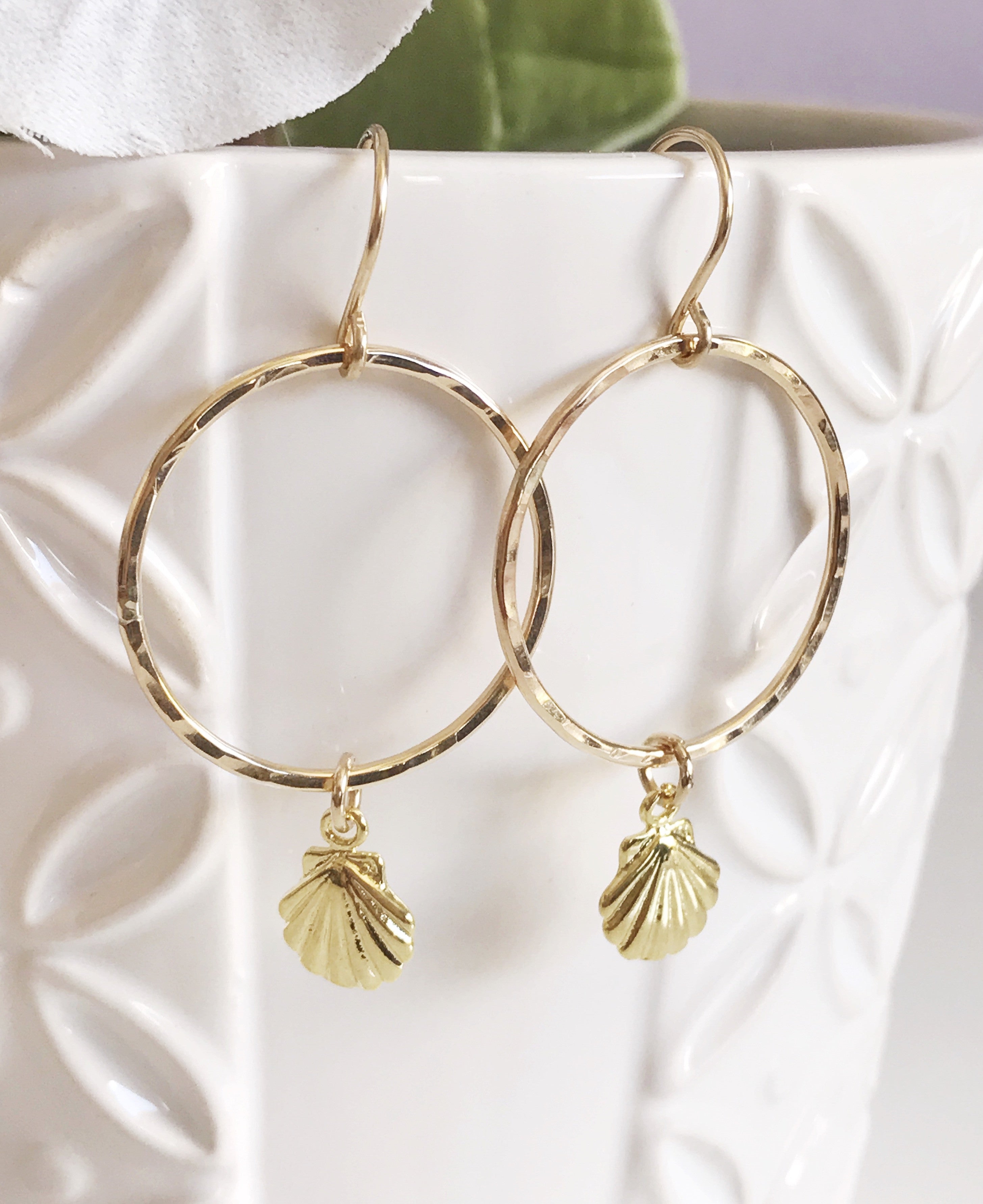 RHEA Sea Shell Earrings (E417) - Elegant Beach Jewelry for Women, Perfect for Summer Outfits & Vacation Accessories