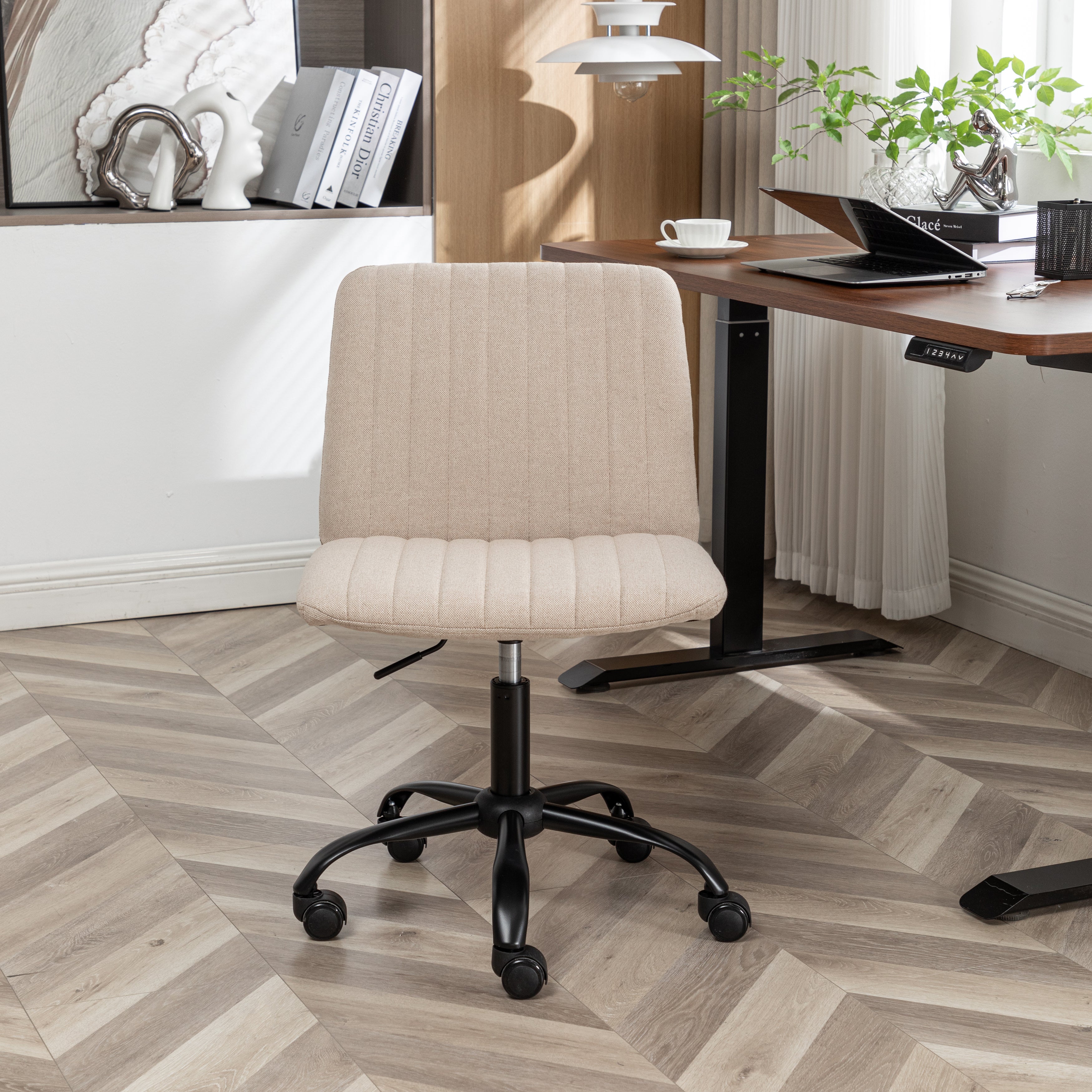 Roundhill Furniture Masar Fabric Swivel Office Chair - Ergonomic Desk Chair with Adjustable Height & Lumbar Support for Home & Office Workspace