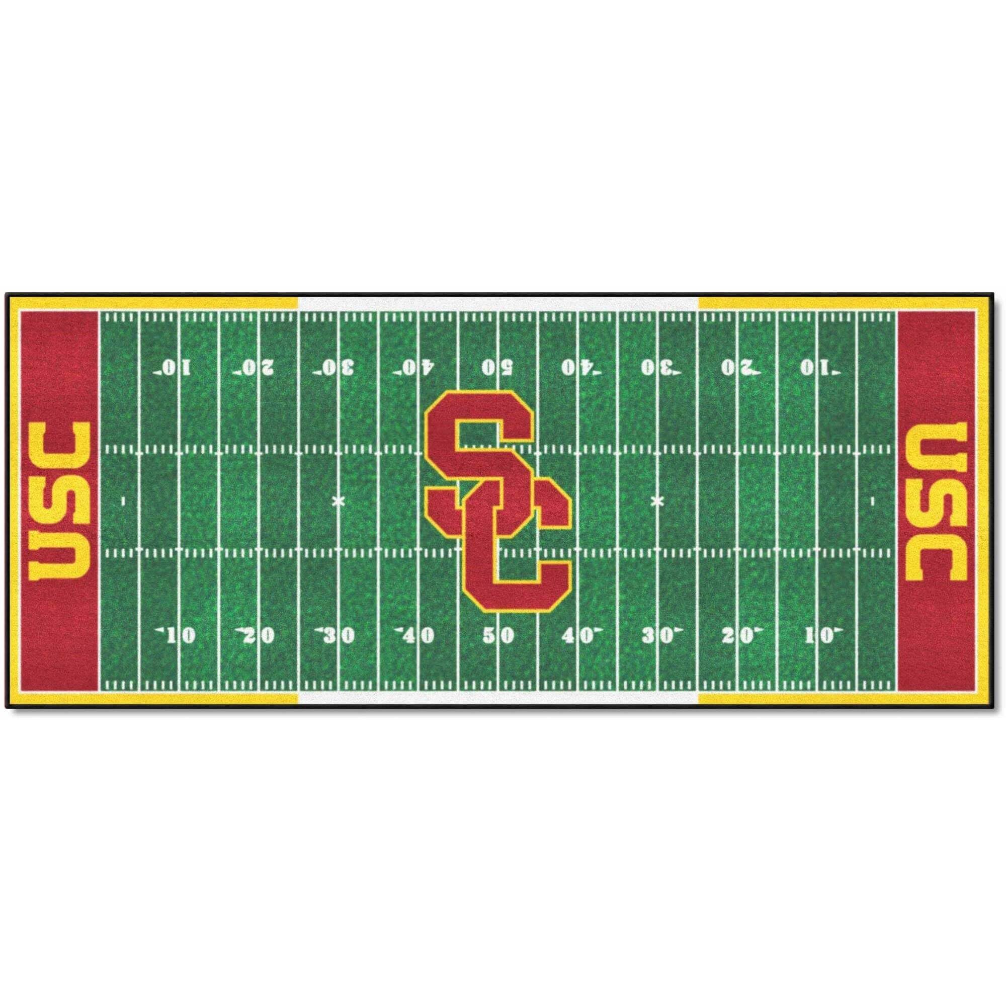 USC Trojans Football Field Runner Rug - Officially Licensed College Football Mat for Game Day Decor, Fan Cave, and Home Office