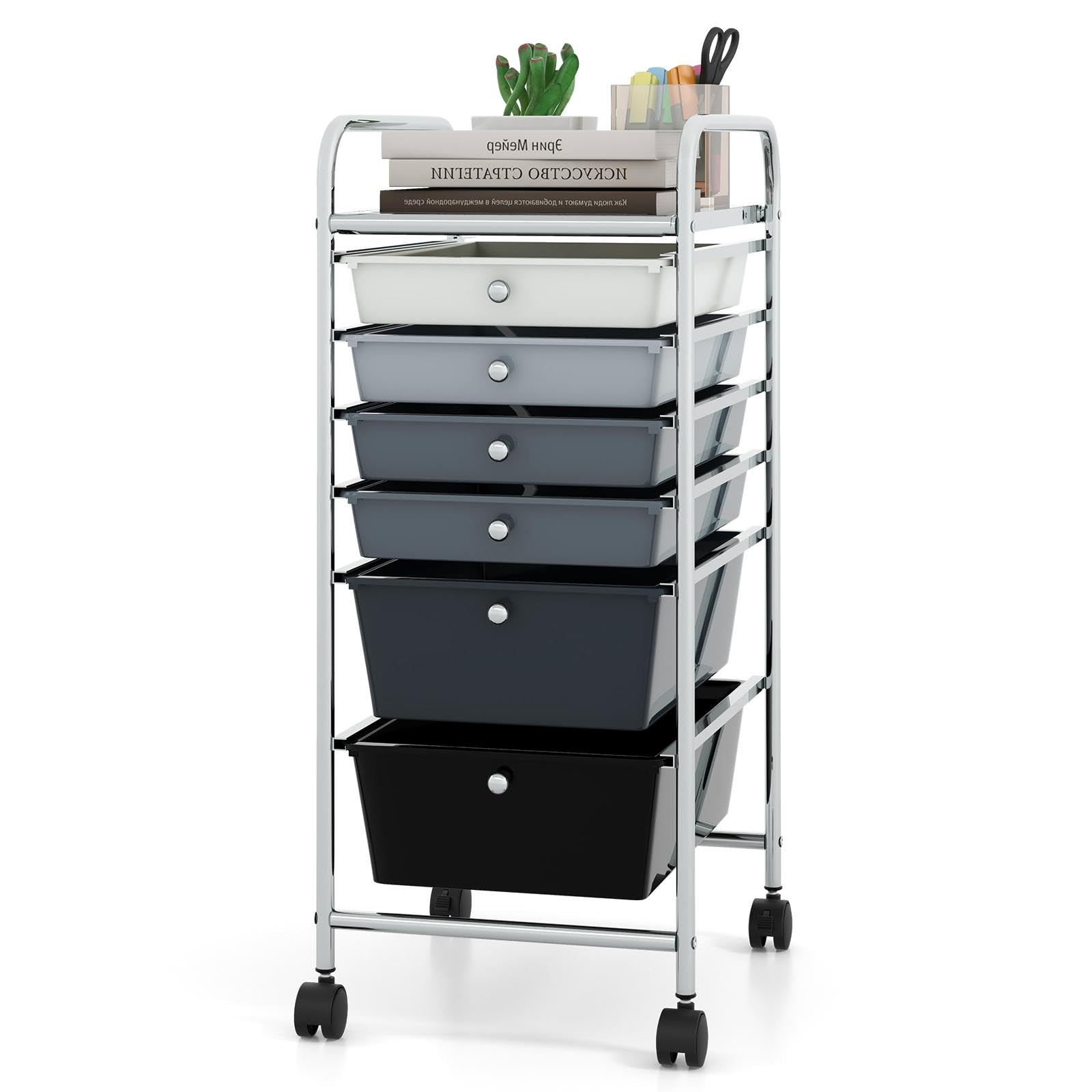 **6-Drawer Rolling Utility Cart with Lockable Wheels - Mobile Storage Organizer for Art Supplies, Classroom, Office & Scrapbooking (Black)**    *Perfect for organizing art supplies, classroom essentials, office documents, and scrapbooking materials with easy mobility.*