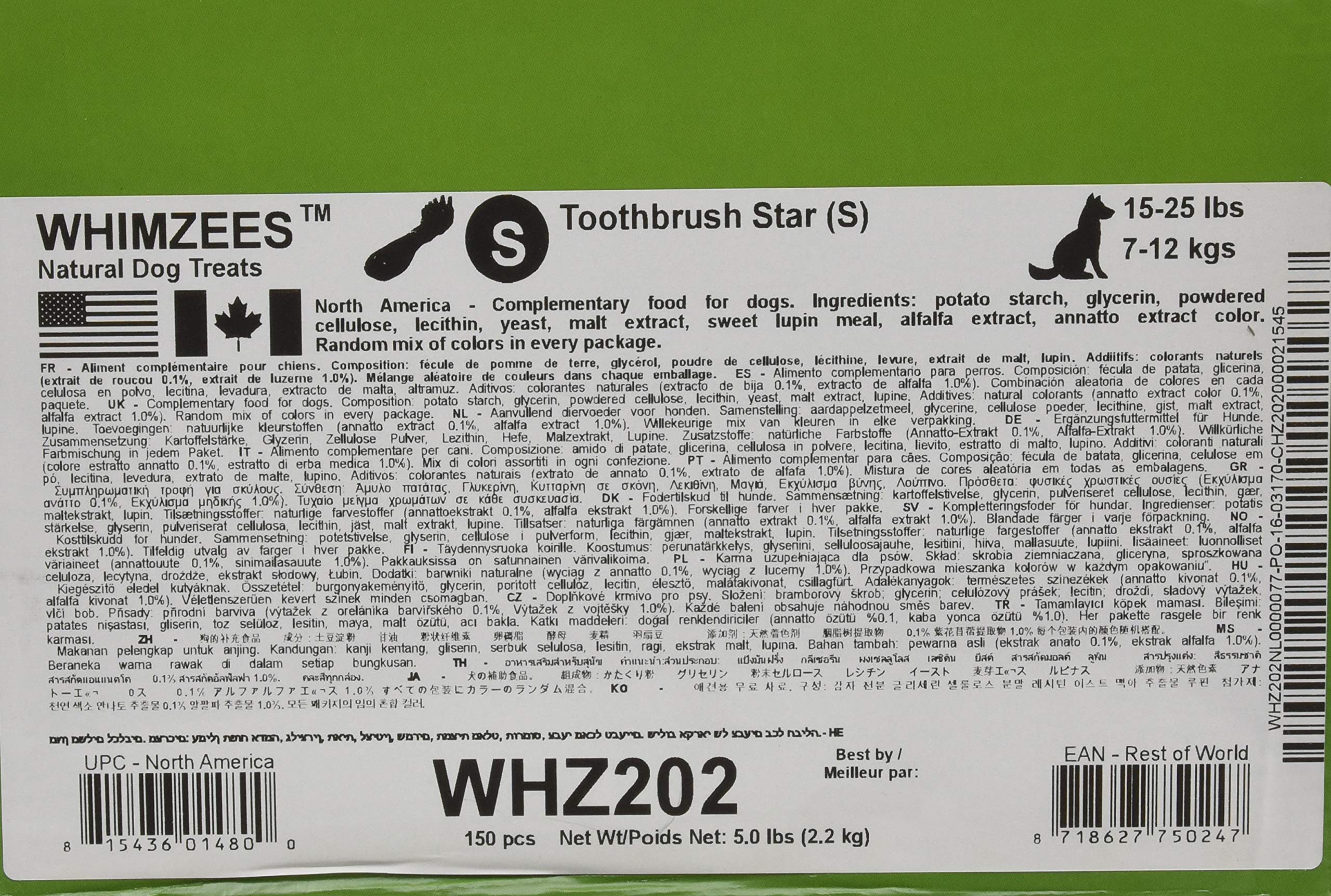 PARAGON 154101 Whimzees Natural Dental Chews for Dogs - 150-Count Small Toothbrush Star Dog Treats for Teeth Cleaning & Fresh Breath | Perfect for Small Breed Puppies & Adult Dogs