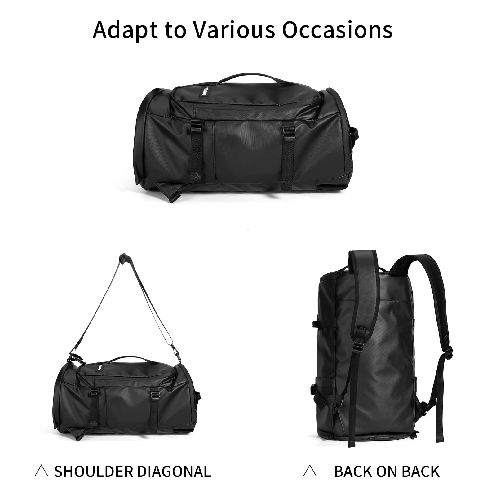 Gym Duffle Backpack with Shoe Compartment - 4-Way Carry Travel Backpack for Men & Women - Waterproof Multi-Functional Weekender Bag for Fitness, Gym, Travel, Camping & Motorcycle Helmet Storage - Perfect for Workouts, Weekend Trips & Outdoor Adventures
