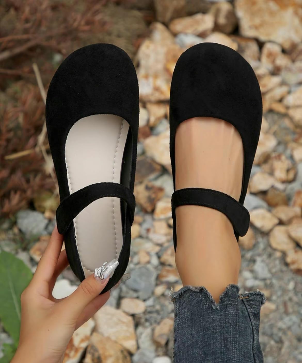Women's Cotton Mary Jane Ballet Flats - Comfortable China Doll Style Ballerina Shoes for Casual Wear, Work & Everyday Outfits