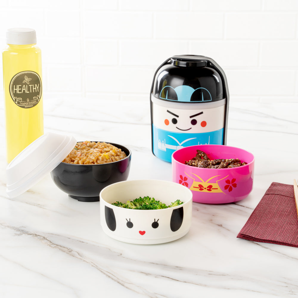 Bento Tek 22 oz Maiko Kokeshi Japanese Bento Lunch Box - 2 Tier Stackable Food Container (4.25