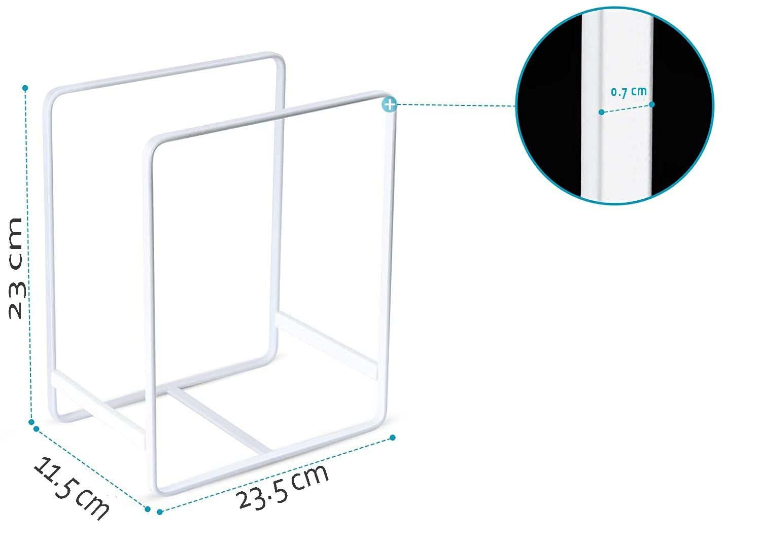 NAOE White Metal Kitchen Organizer - Plate Rack, Cutting Board Holder, Bakeware & Pot Pan Storage, Cooling Rack, Serving Tray & Reusable Container Organizer - Perfect for Pantry, Cabinet & Countertop Organization