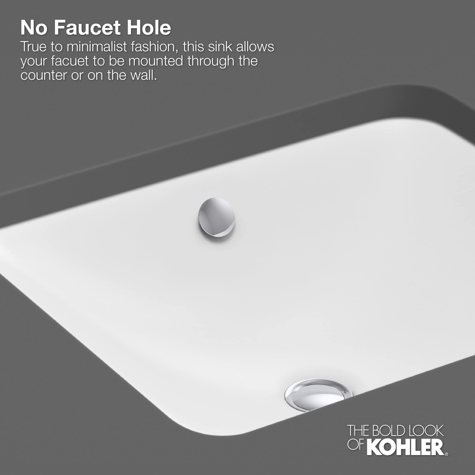 KOHLER Verticyl Rectangle Undermount Bathroom Sink - Modern Ceramic Vessel for Vanity & Powder Room Installation
