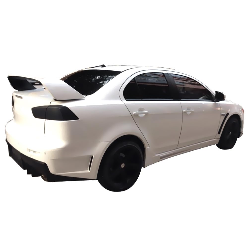 IKON MOTORSPORTS FQ Style PP Black Side Skirts for 2008-2015 Mitsubishi Lancer - Side Bottom Line Extension - Perfect for Car Enthusiasts & Street Racing Upgrades