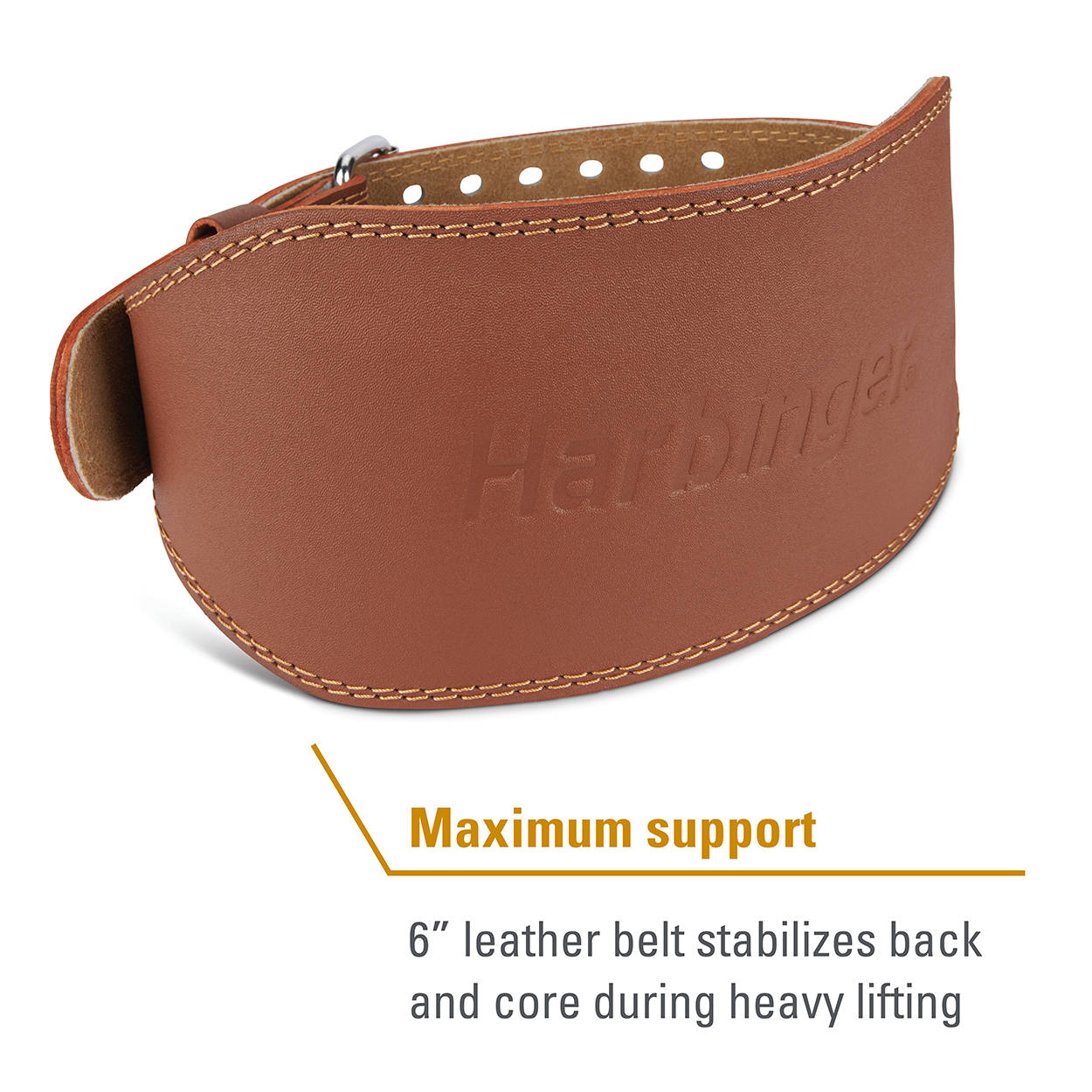 Harbinger Unisex 6'' Padded Leather Weightlifting Belt - Brown for Gym, CrossFit & Powerlifting Support