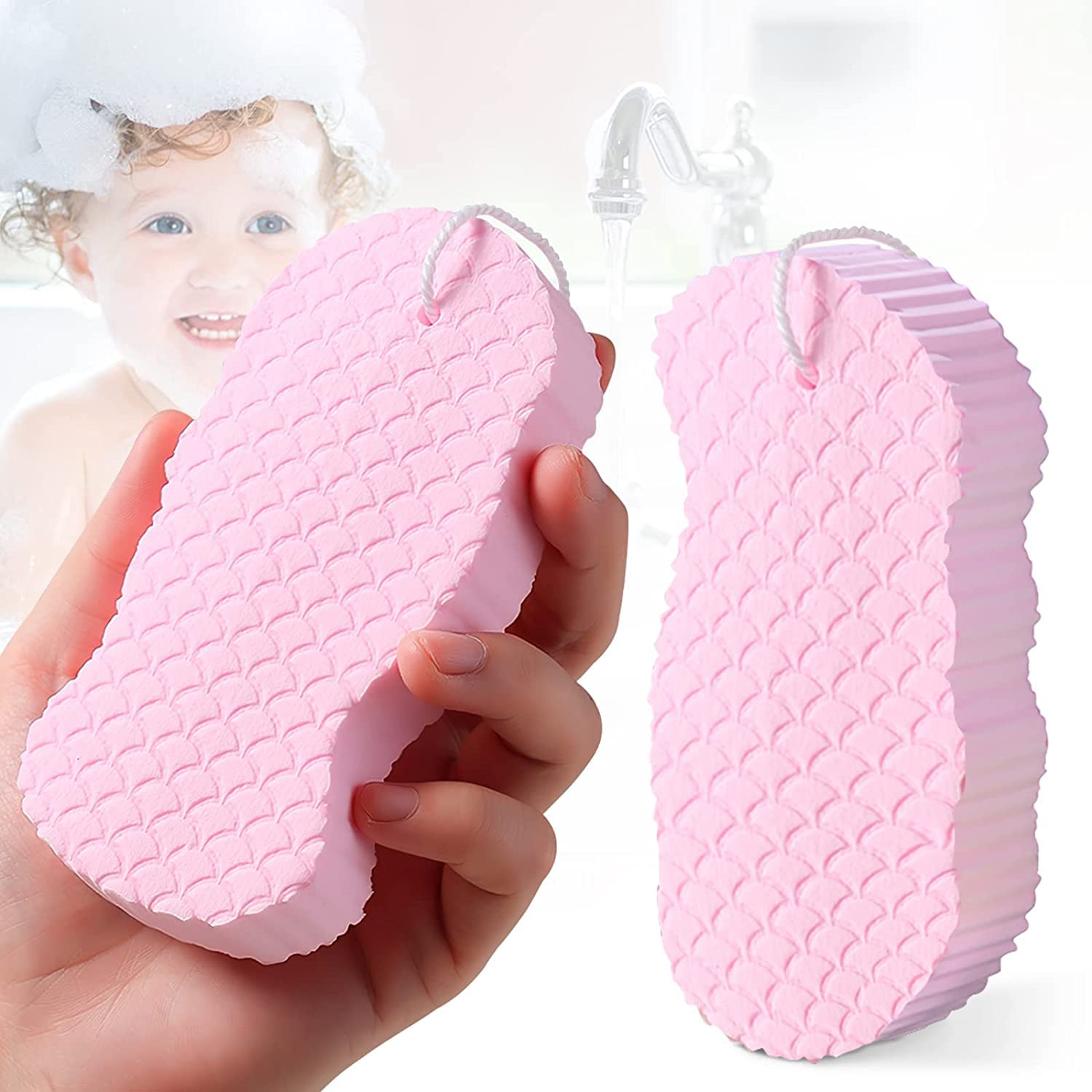 NEAR STOP Super Soft Exfoliating Bath Sponge - Ultra Gentle Reusable Body Scrubber for Shower & Bath | Perfect for Adults, Kids & Pregnant Women | Exfoliates & Cleanses Skin Gently | Ideal for Sensitive Skin & Daily Skincare Routine