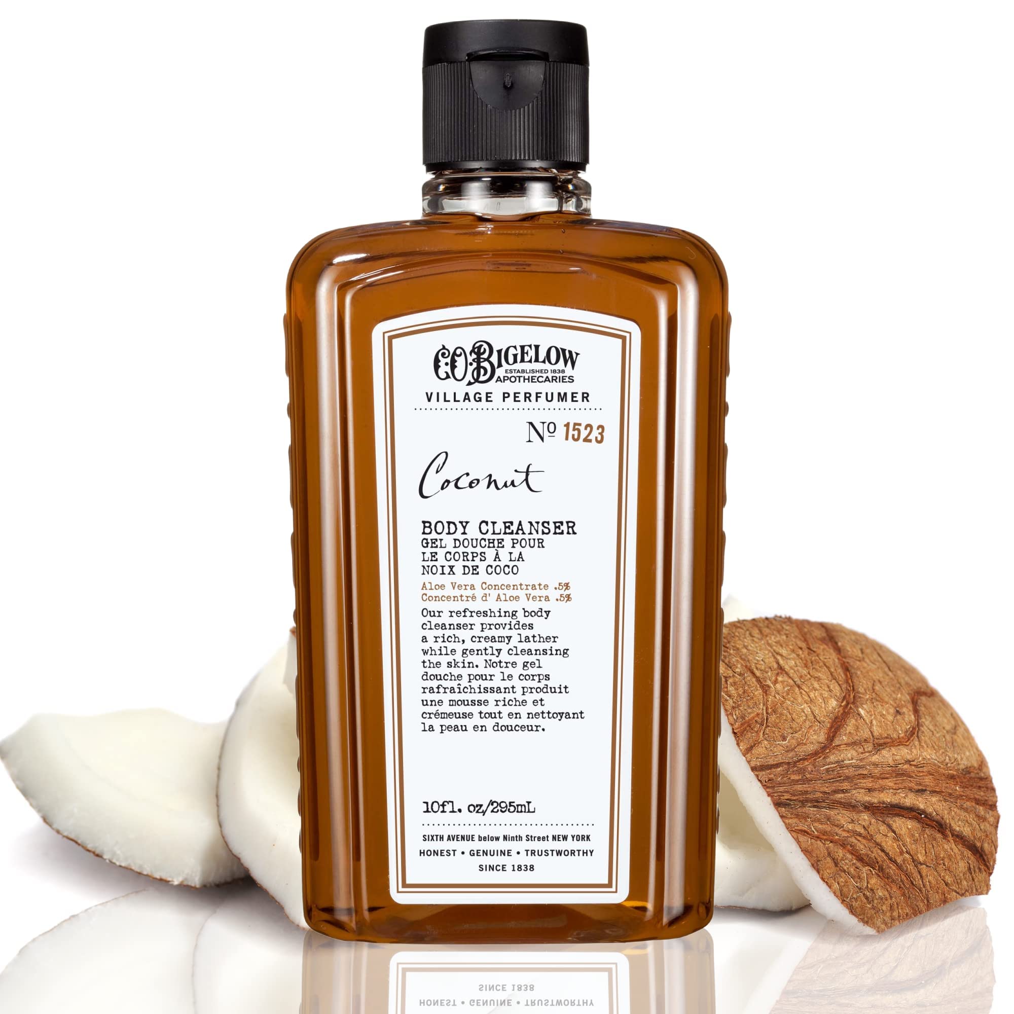 C.O. Bigelow Coconut Body Cleanser - Moisturizing Gentle Body Wash for Men & Women with Aloe Vera, Sodium PCA & Glycerin | 10 fl oz | Hydrating Shower Gel for Dry Skin, Daily Bath & Spa Relaxation