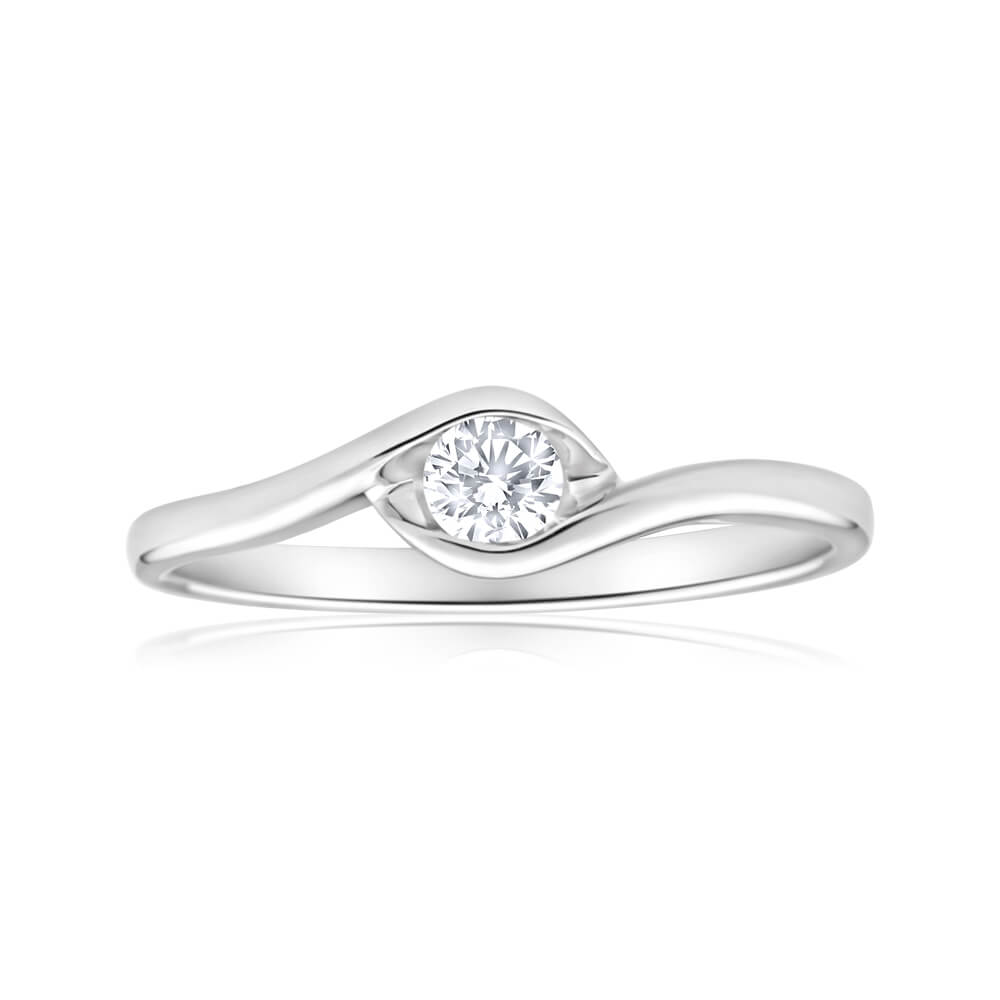 9ct White Gold Solitaire Ring with 0.15 Carat Diamond - Elegant Engagement & Wedding Ring for Women - Perfect for Proposals, Anniversaries & Special Occasions