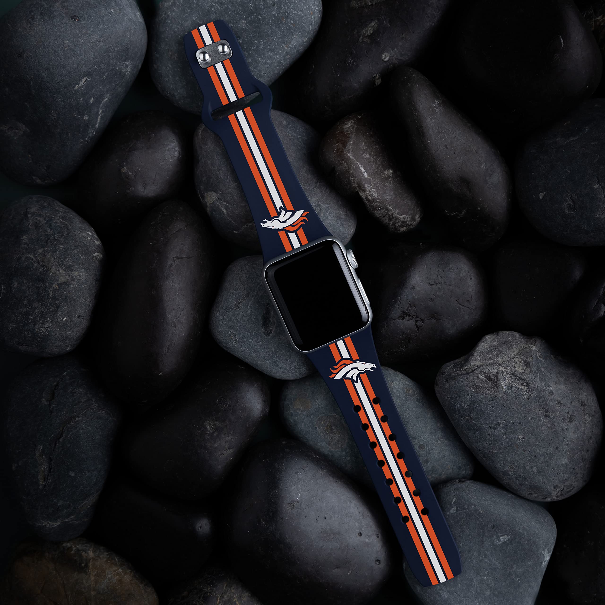 Denver Broncos HD Watch Band Compatible with Apple Watch - Durable Silicone Sport Strap for Game Day & Casual Wear - Perfect for Broncos Fans & NFL Enthusiasts