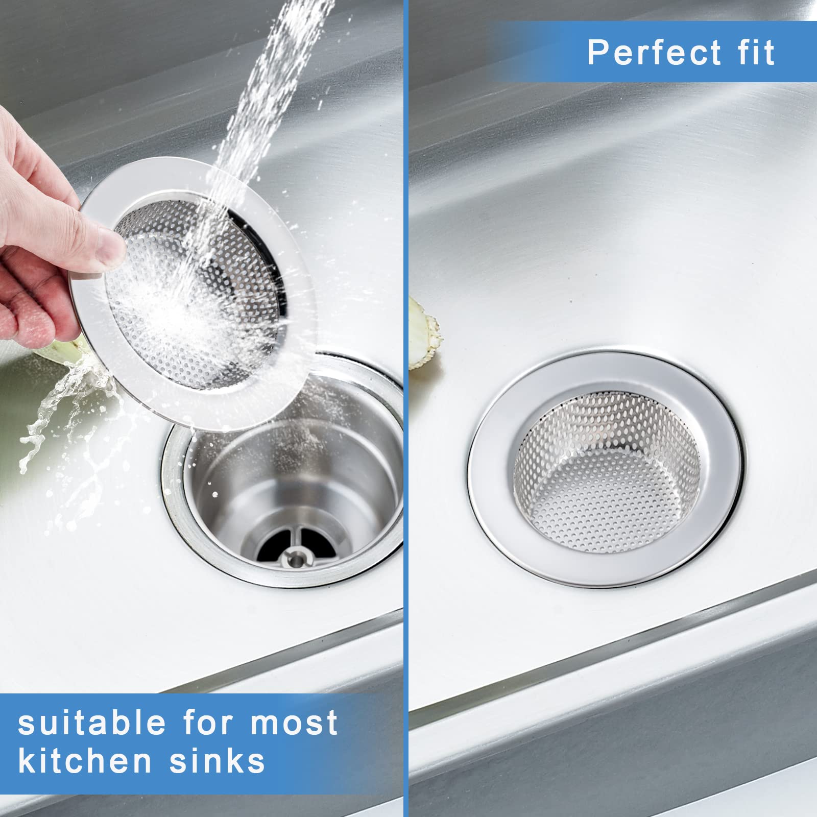 3-Pack Upgraded Double-Layer Kitchen Sink Strainer - 4.5 Inch Outer Diameter, Universal Fit for Most Sink Drains | Durable & Safe Design for Daily Dishwashing & Food Prep