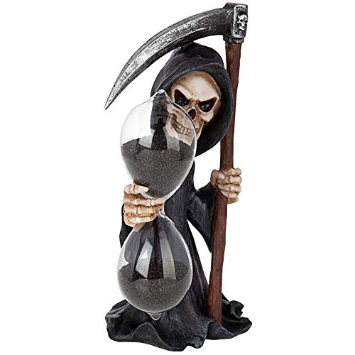 Design Toscano Grim Reaper Sand Timer Hourglass Statue - Gothic Home Decor for Halloween, Office Desk & Dark Academia Aesthetic