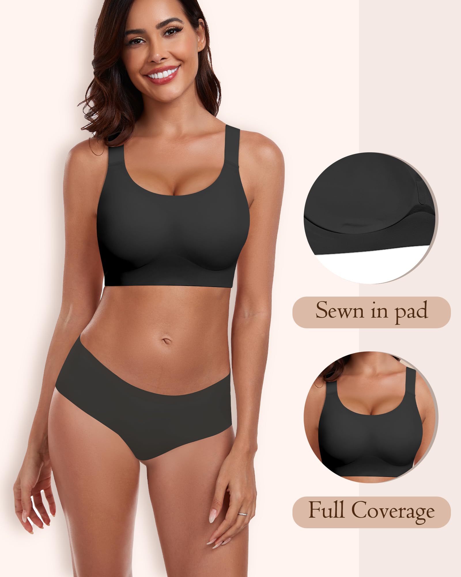 HORISUN Wireless Seamless Bras for Women - Full Coverage Supportive Comfort Bra - Regular & Plus Size - Perfect for Everyday Wear, Workouts, and Lounge