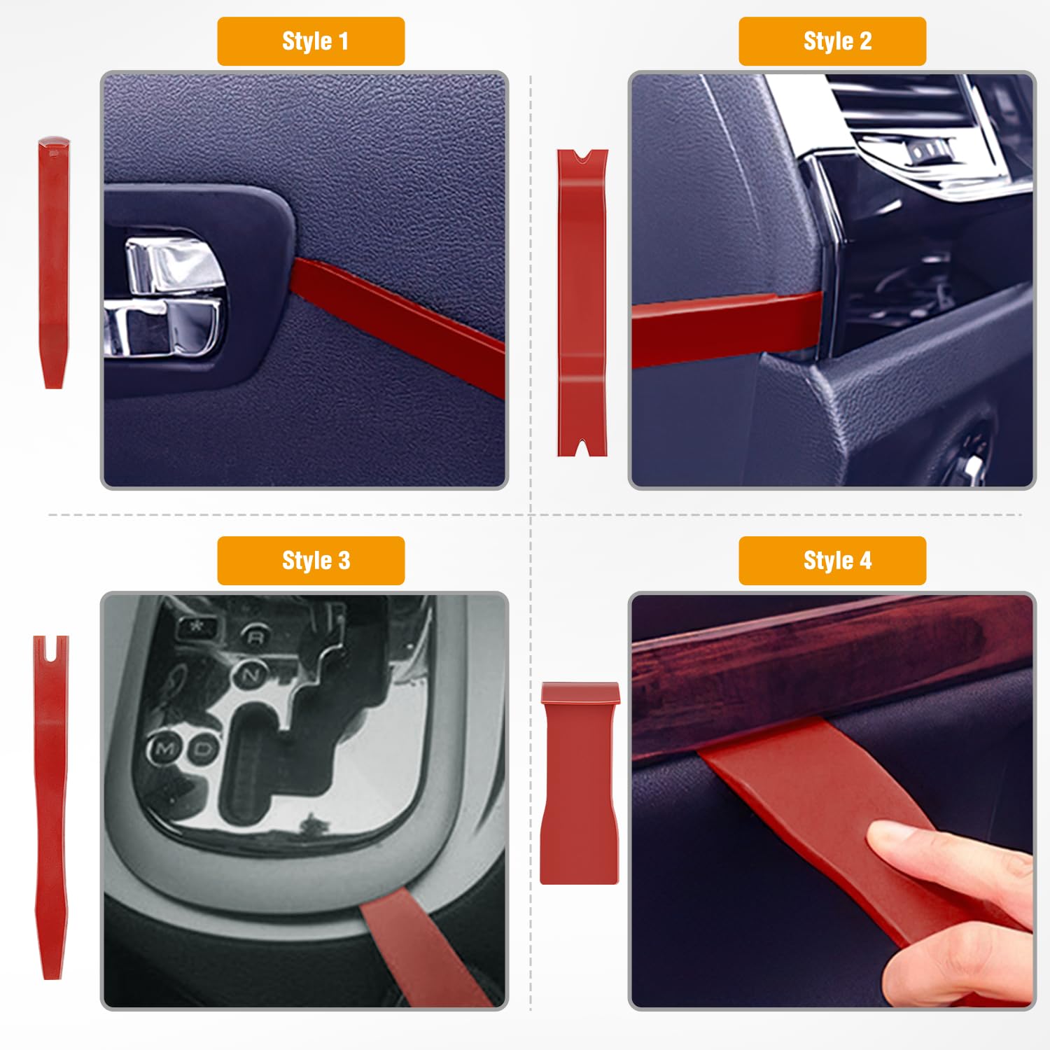 GOOACC 6PCS Auto Trim Removal Tool Kit - No-Scratch Car Audio Dash & Window Molding Fastener Remover Set (Red) - Perfect for Car Stereo Installation & Interior Detailing