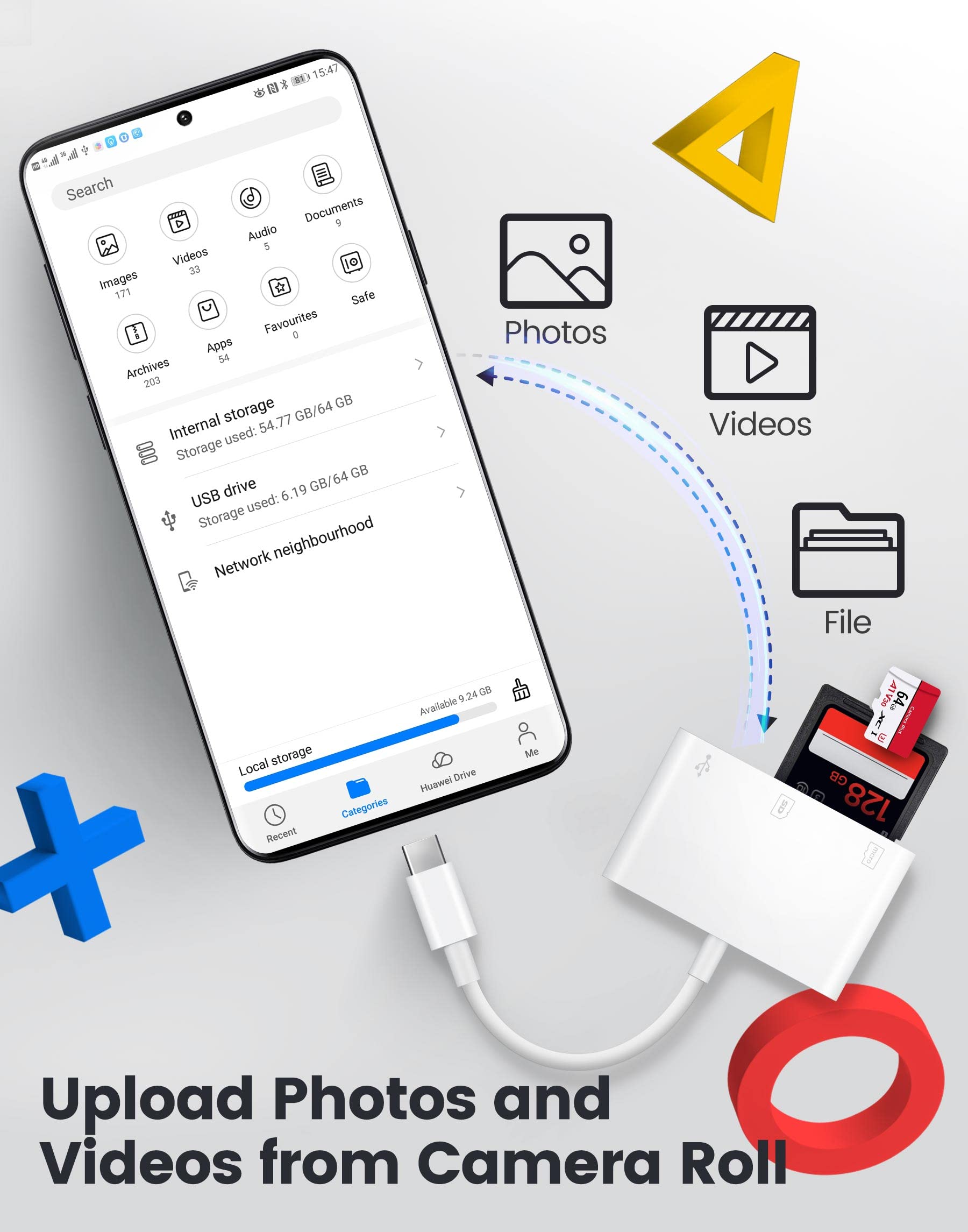 USB C SD Card Reader - USB C to SD Card Adapter for iPhone 15/16, iPad Pro/Air/Mini, MacBook Pro/Air, iMac, Galaxy & More - Compatible with MicroSD/SD Cards - Perfect for Photo Transfer, Data Backup & Mobile Storage Expansion
