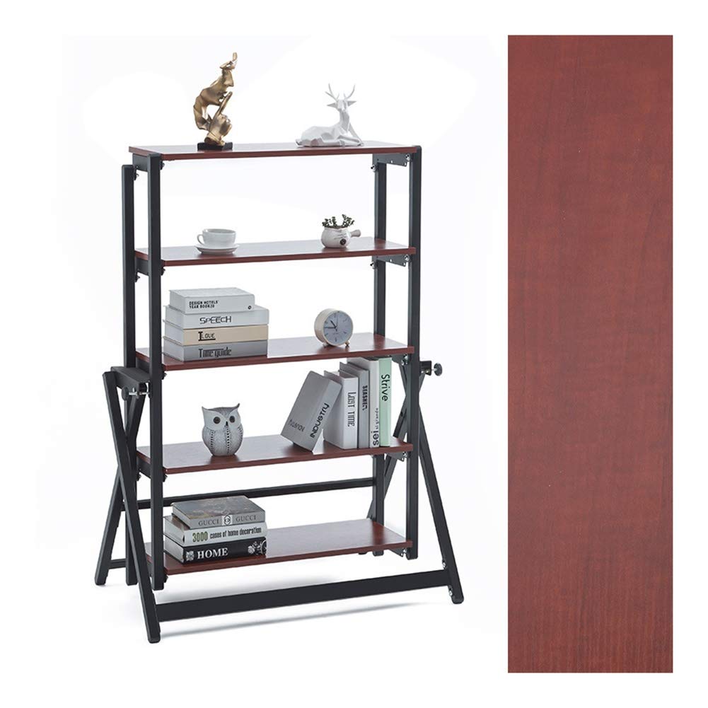 Foldable C-Shape Drop Leaf Side Table - Multifunctional Space-Saving Kitchen & Dining Table, Storage Rack & Over-Bed Table - Brown Red | Perfect for Small Apartments, Studio Living & Bedroom Use