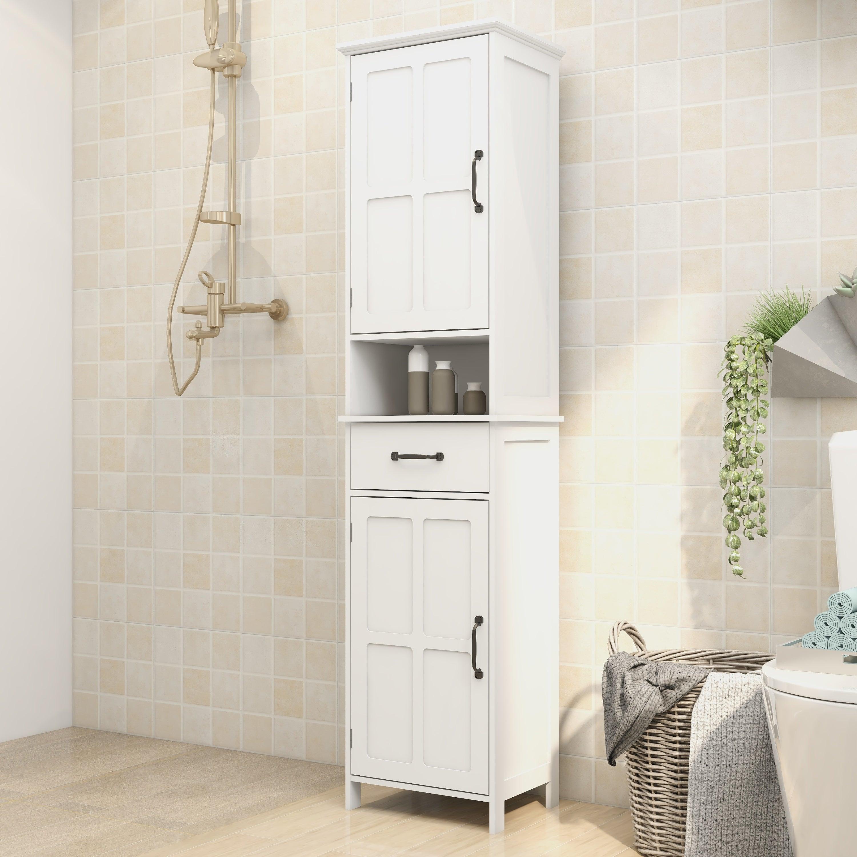 Double Door Narrow Height Slim Floor Standing Cabinet - Space-Saving Storage for Small Rooms & Apartments | Perfect for Bedroom, Living Room & Entryway Organization