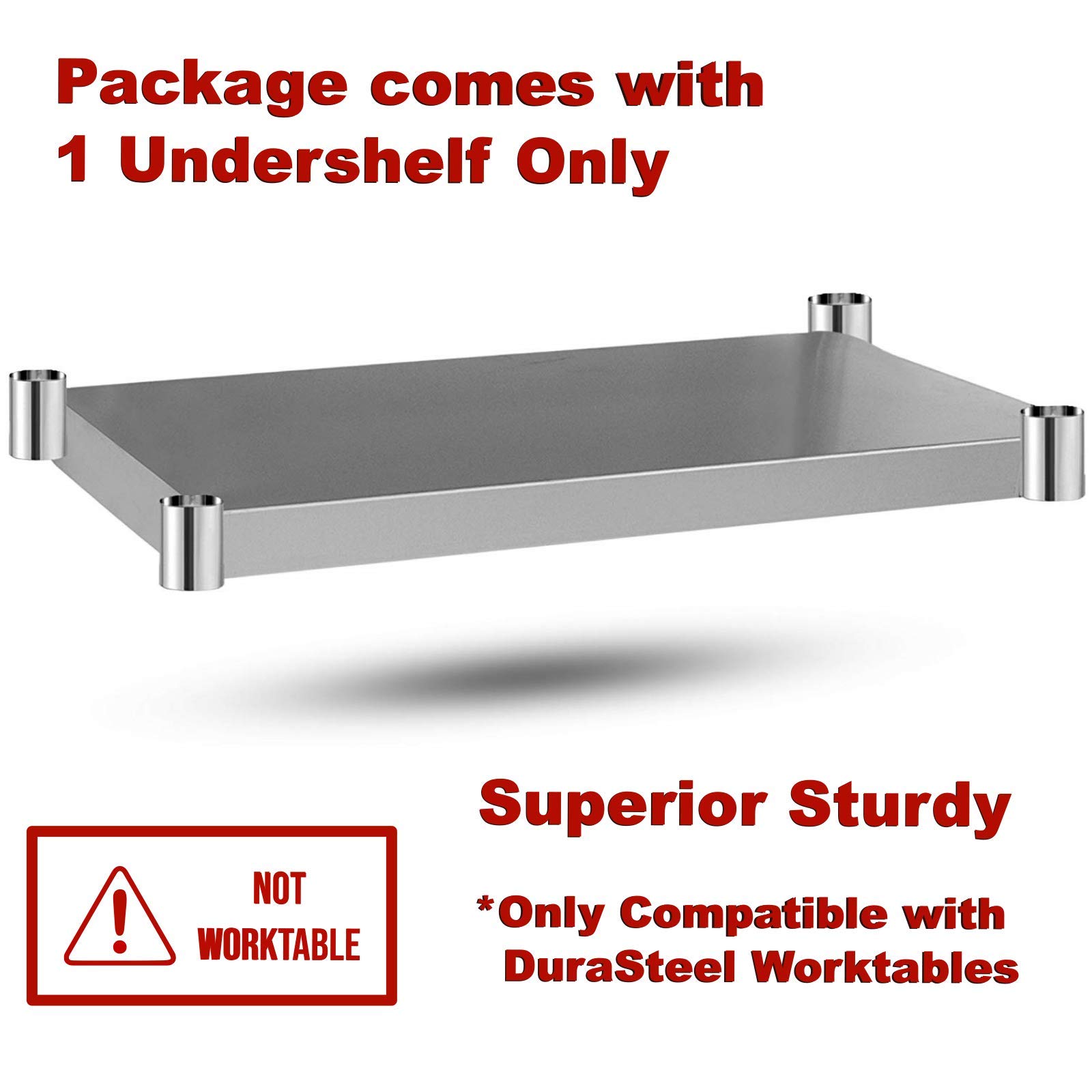 DuraSteel Adjustable Under Shelf for Work Tables - Heavy Duty Galvanized Lower Shelf Fits 30