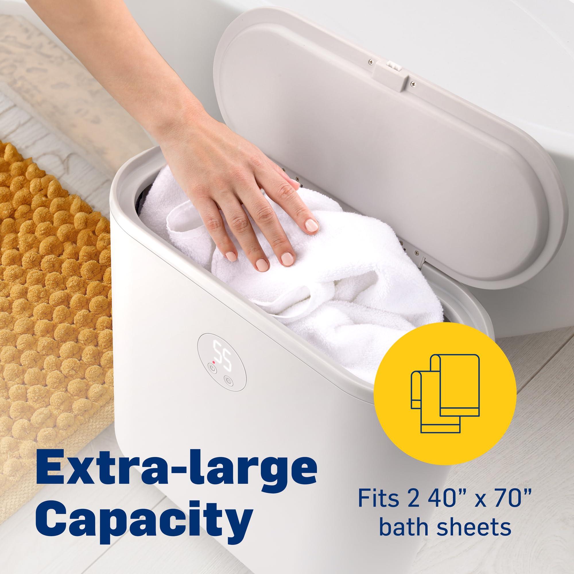 LiveFine Luxury Towel Warmer - Large Bucket Style Heater with LED Display, Adjustable Timer & Auto Shut-Off | Holds Two 40”x70” Oversized Towels | Perfect for Bathrooms, Spas & Hotels - Warm & Cozy Experience