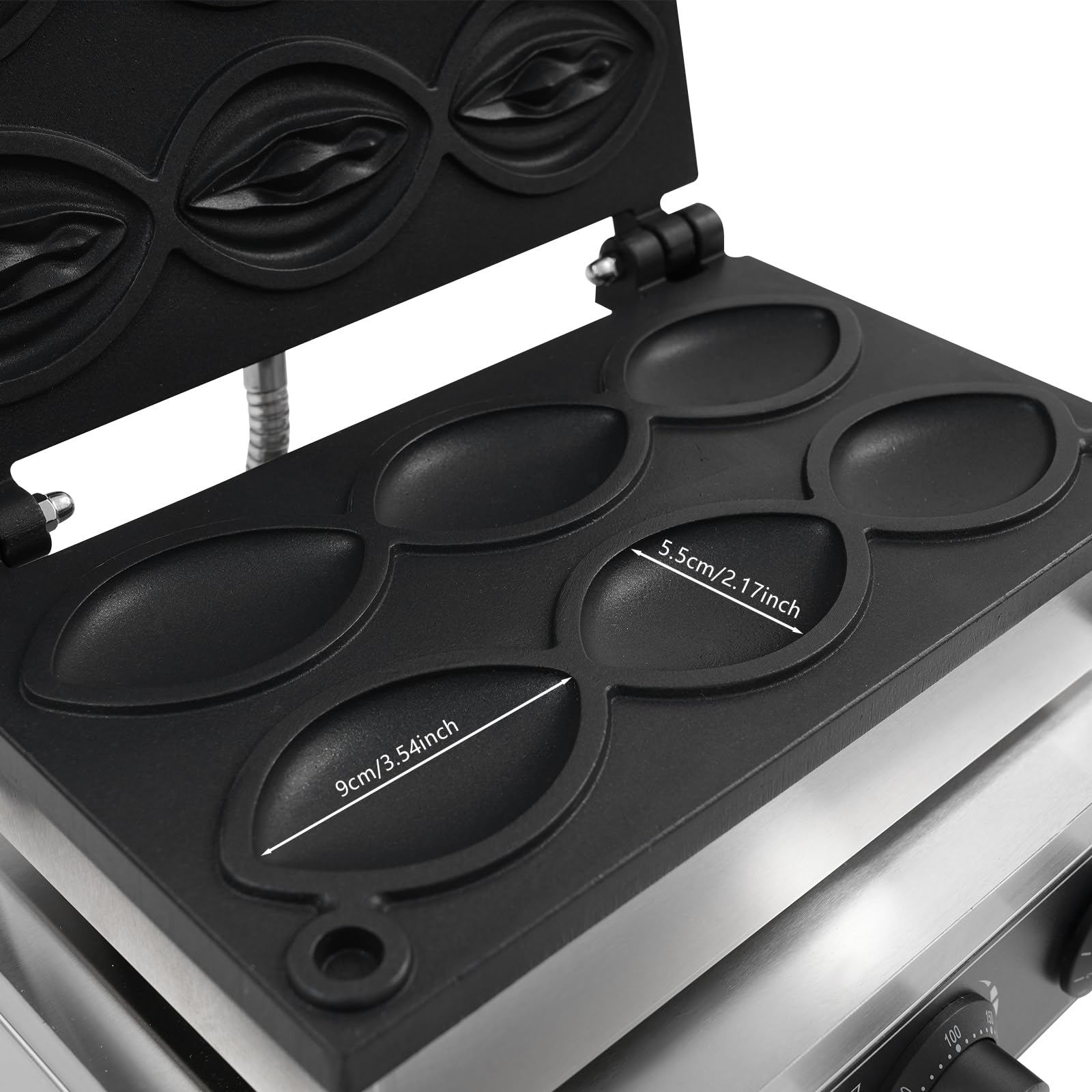 Commercial Electric Abalone Waffle Maker - 110V 1.55KW Belgian Waffle Iron with 6 Nonstick Molds, Timer & Temperature Control - Fast 4-5 Minute Waffles for Breakfast, Cafes, Restaurants & Home Use
